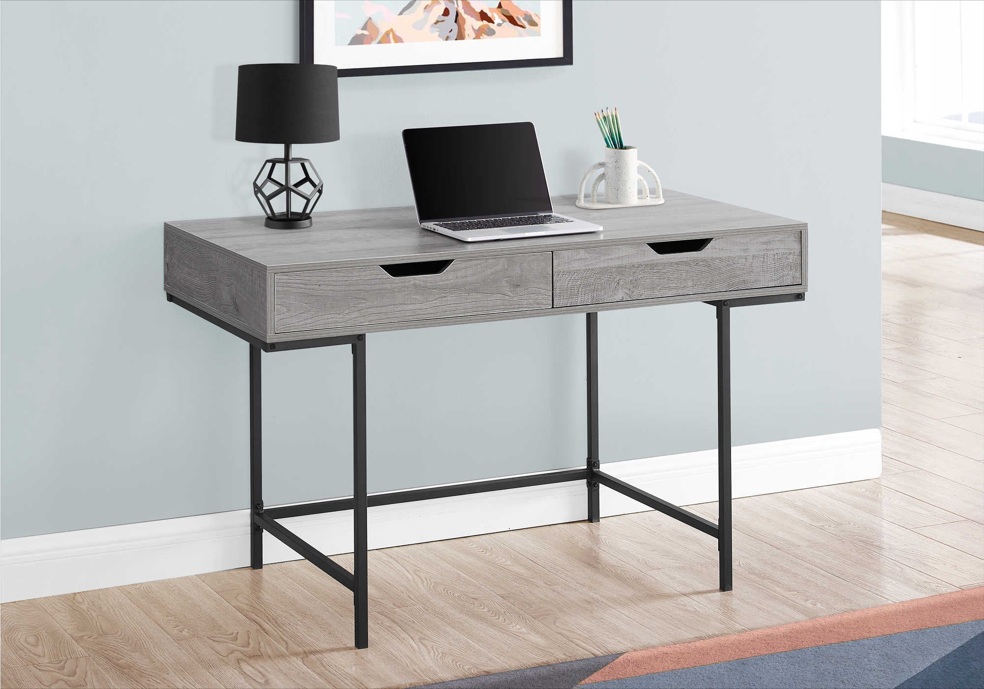 Image of computer desk - 48"l / grey / black metal i 7553.