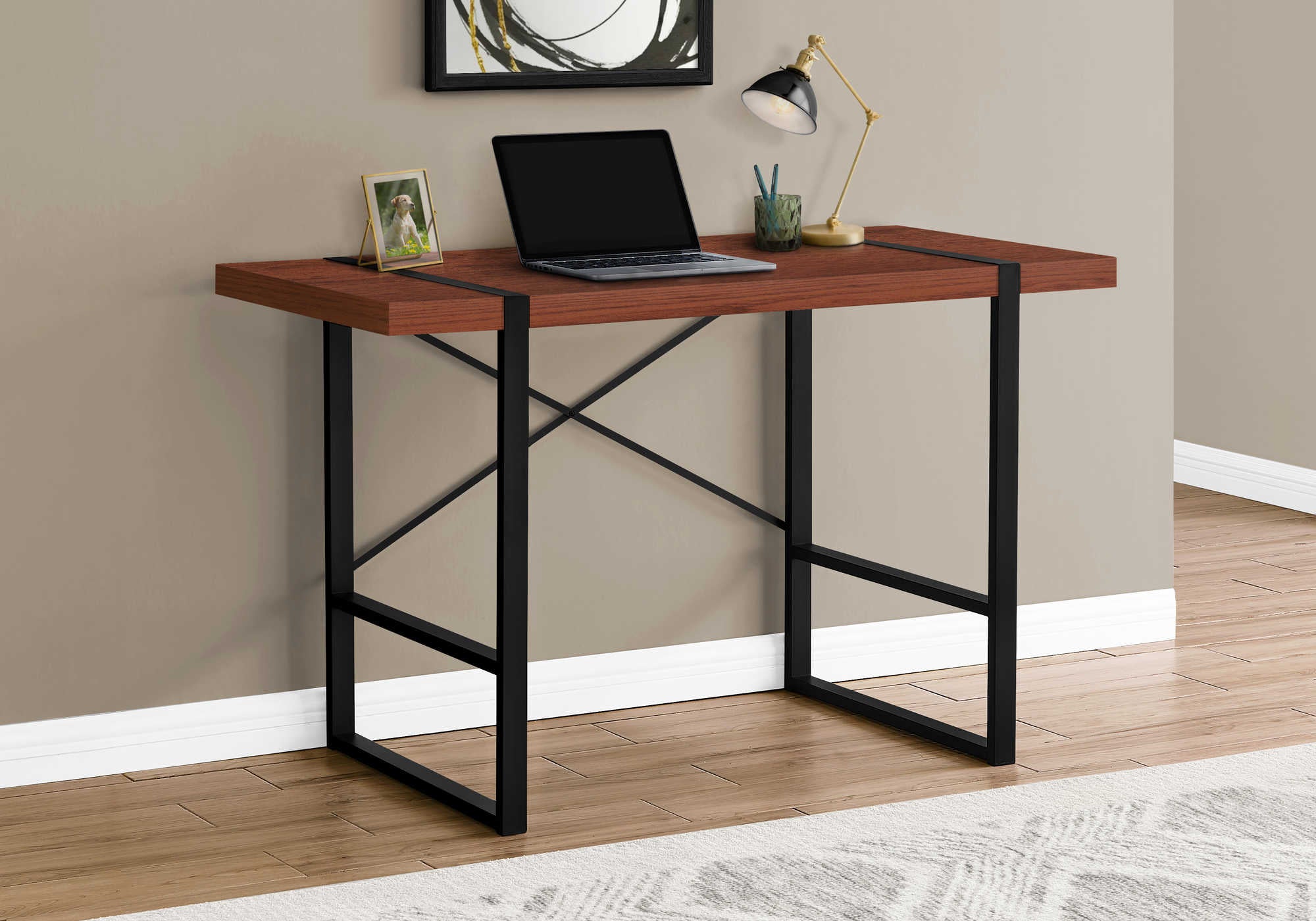 Image of computer desk - 48"l / cherry / black metal i 7656.