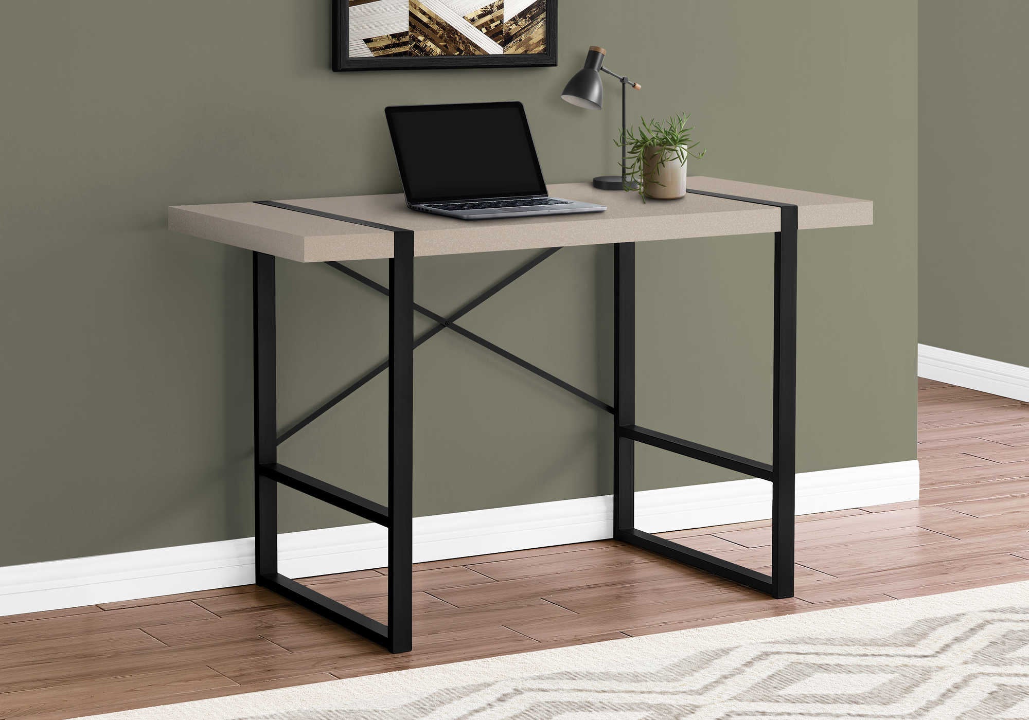 Image of computer desk - 48"l / modern taupe / black metal i 7659.