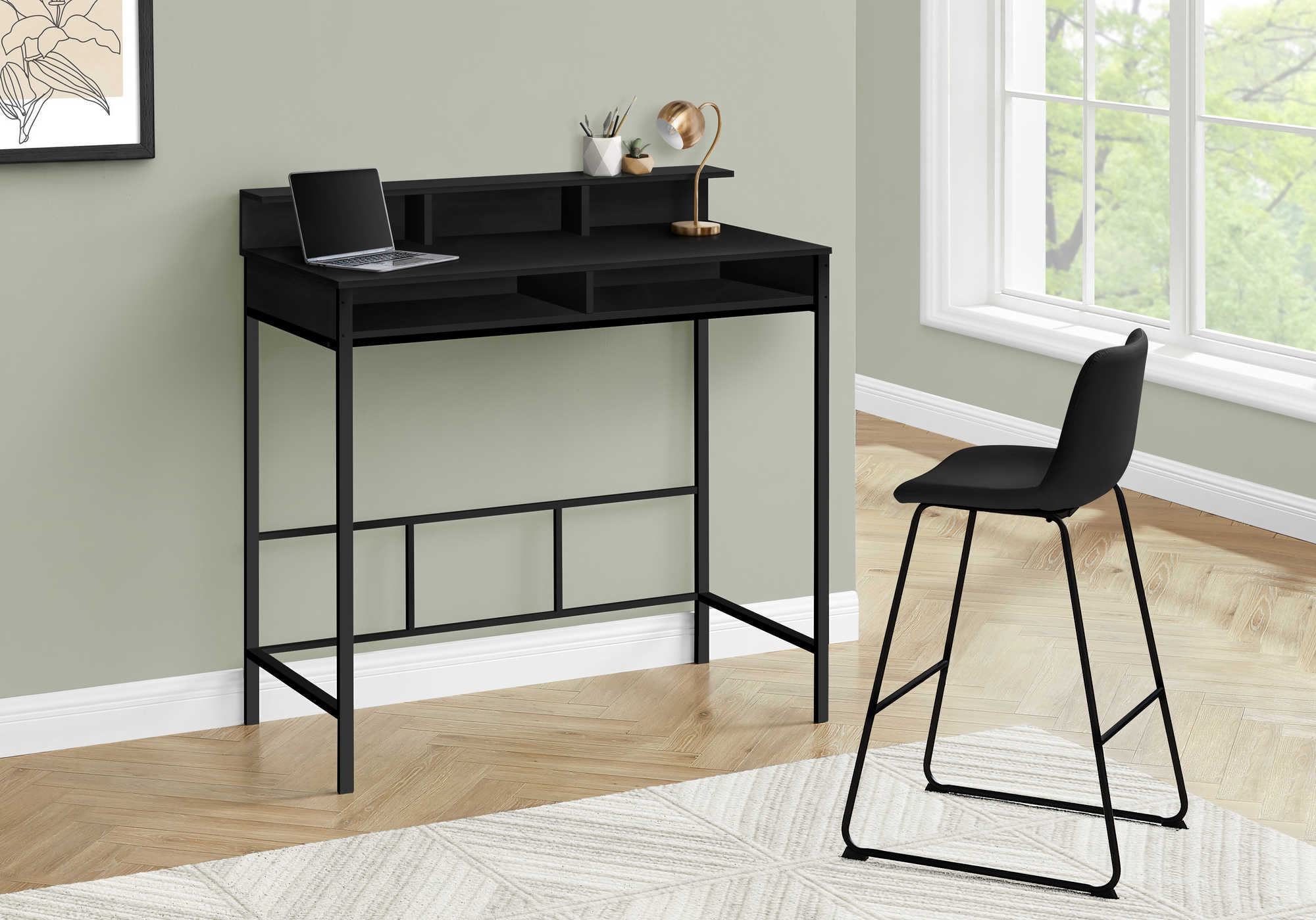 Image of computer desk - 48"l / black / black standing height i 7700.