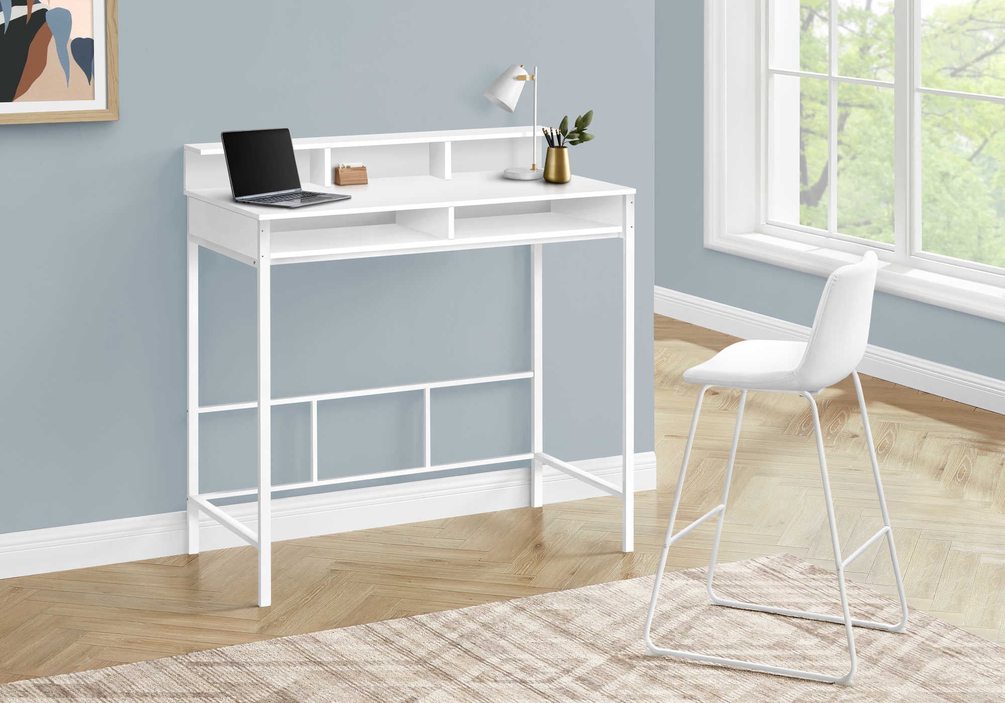 Image of computer desk - 48"l / white / white standing height  i 7701.