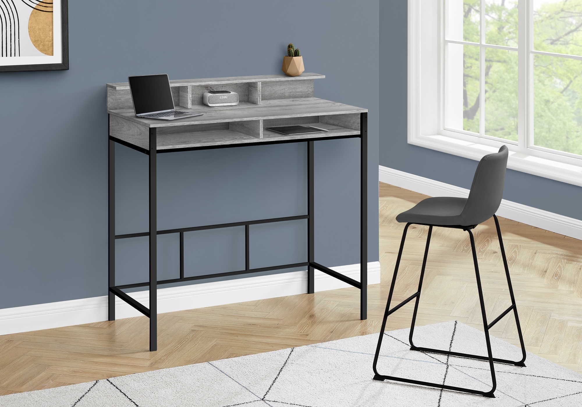 Image of computer desk - 48"l / grey / black standing height i 7703.