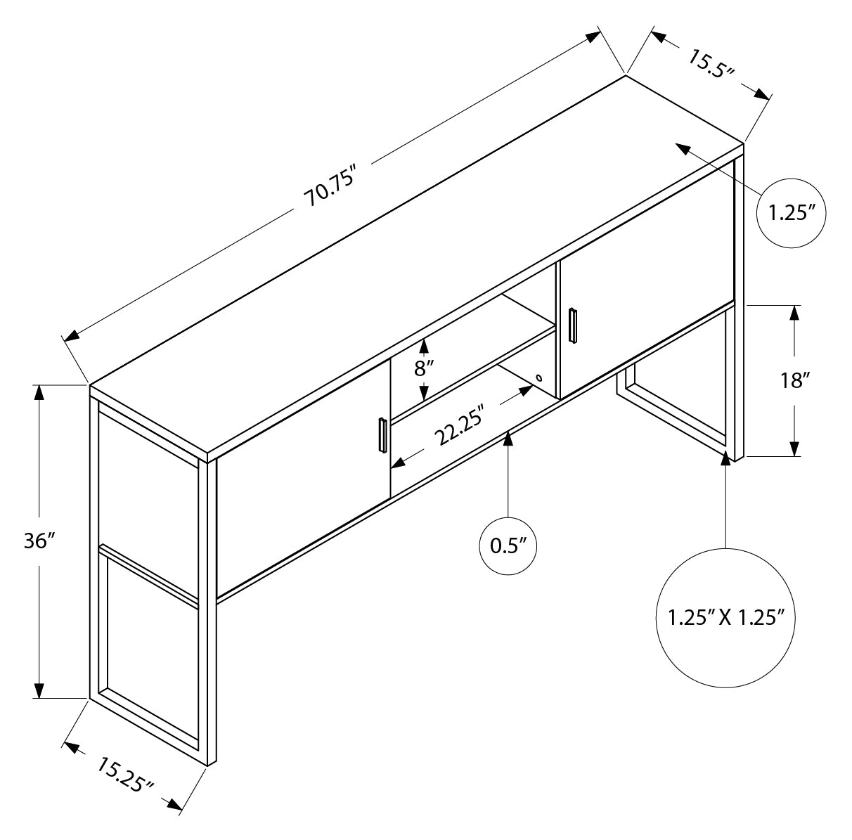 HUCHE DE BUREAU - 72"L BLANC / ARGENT QUALITE COMMERCIALE – I 7728