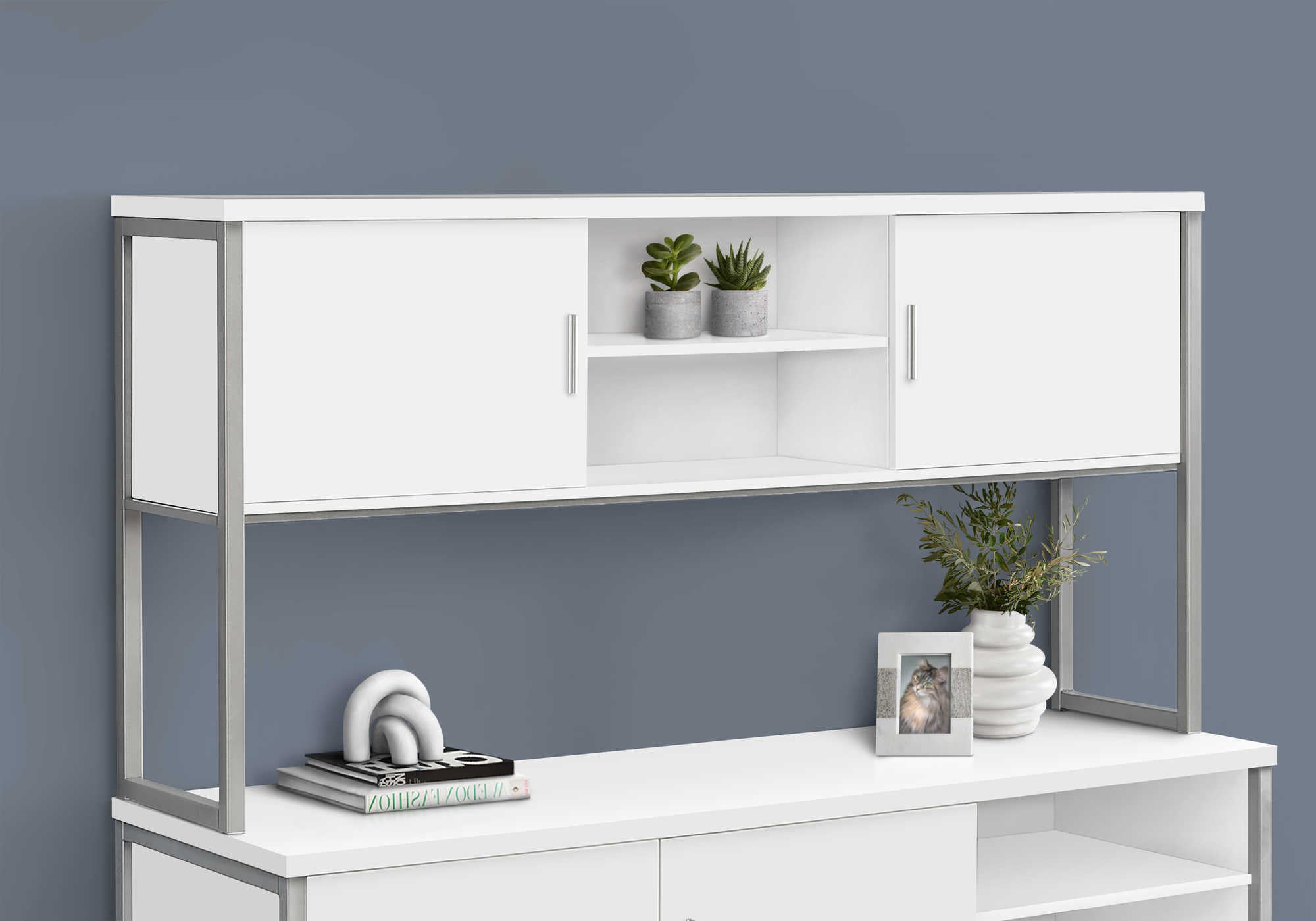 HUCHE DE BUREAU - 72"L BLANC / ARGENT QUALITE COMMERCIALE – I 7728