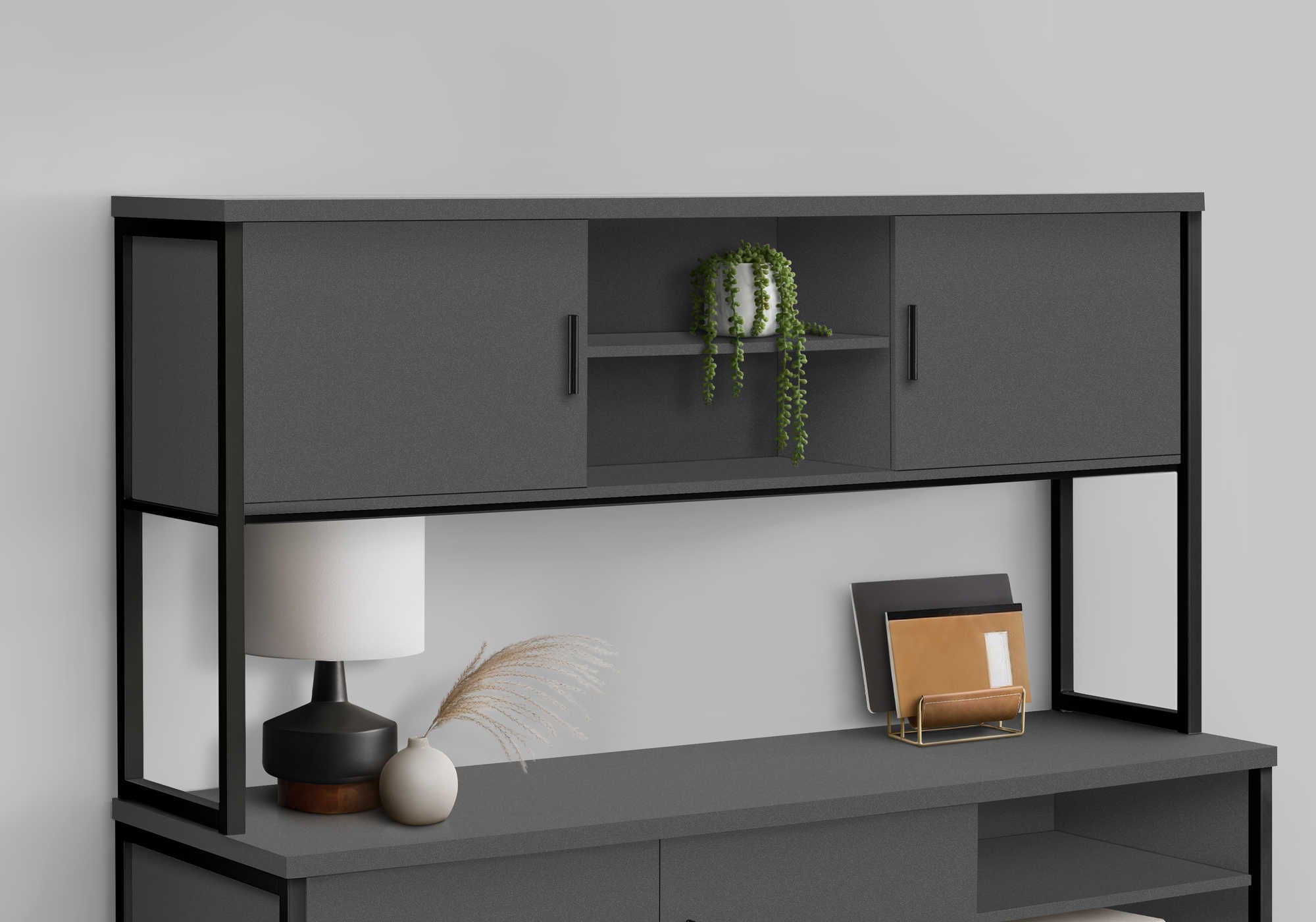 HUCHE DE BUREAU - 72"L GRIS / NOIR QUALITE COMMERCIALE – I 7733
