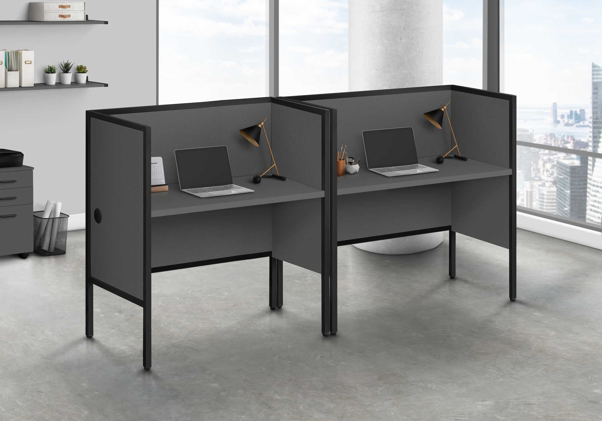 BUREAU CUBICLE - 48"L GRIS / NOIR QUALITE COMMERCIALE – I 7734