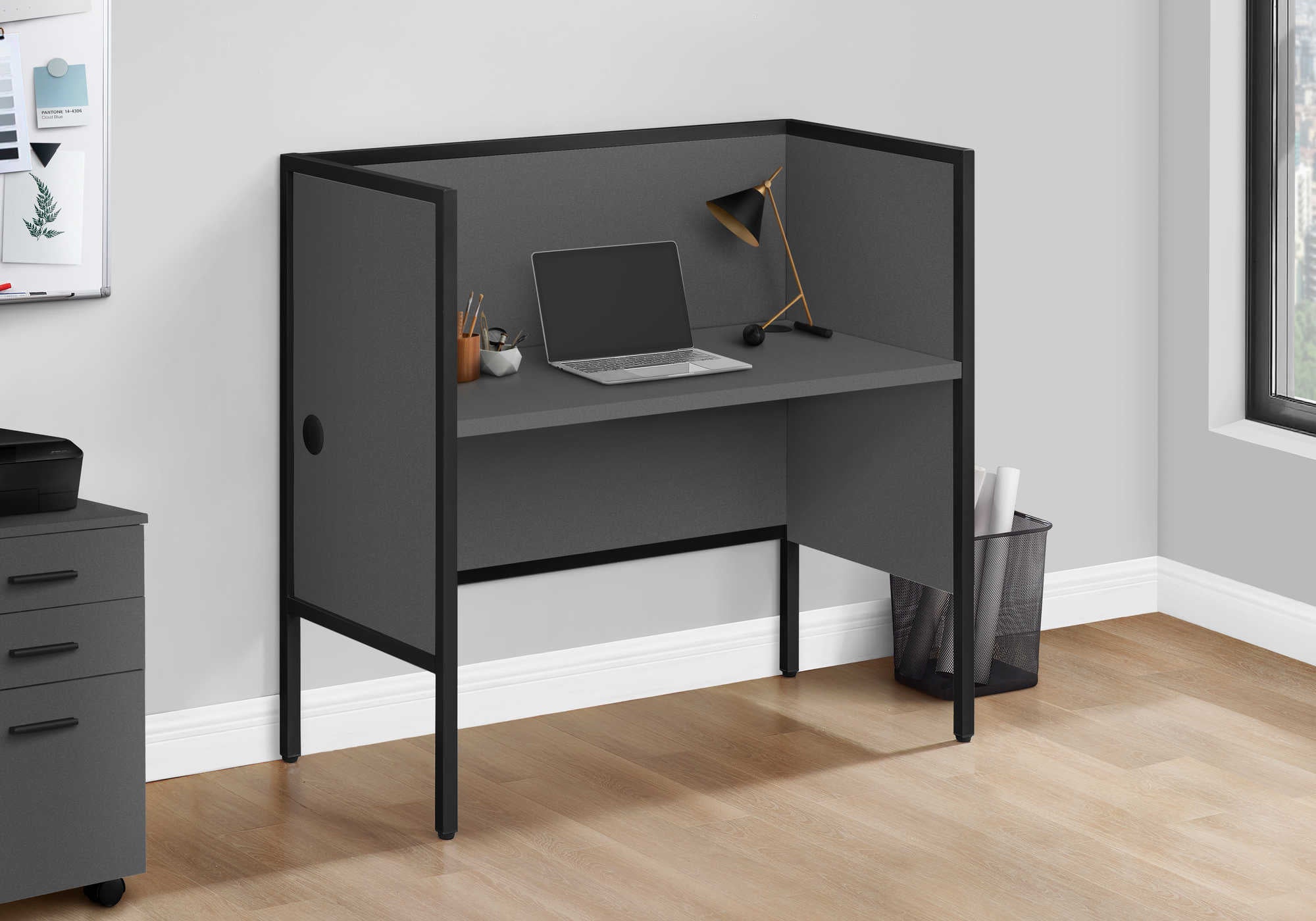 BUREAU CUBICLE - 48"L GRIS / NOIR QUALITE COMMERCIALE – I 7734