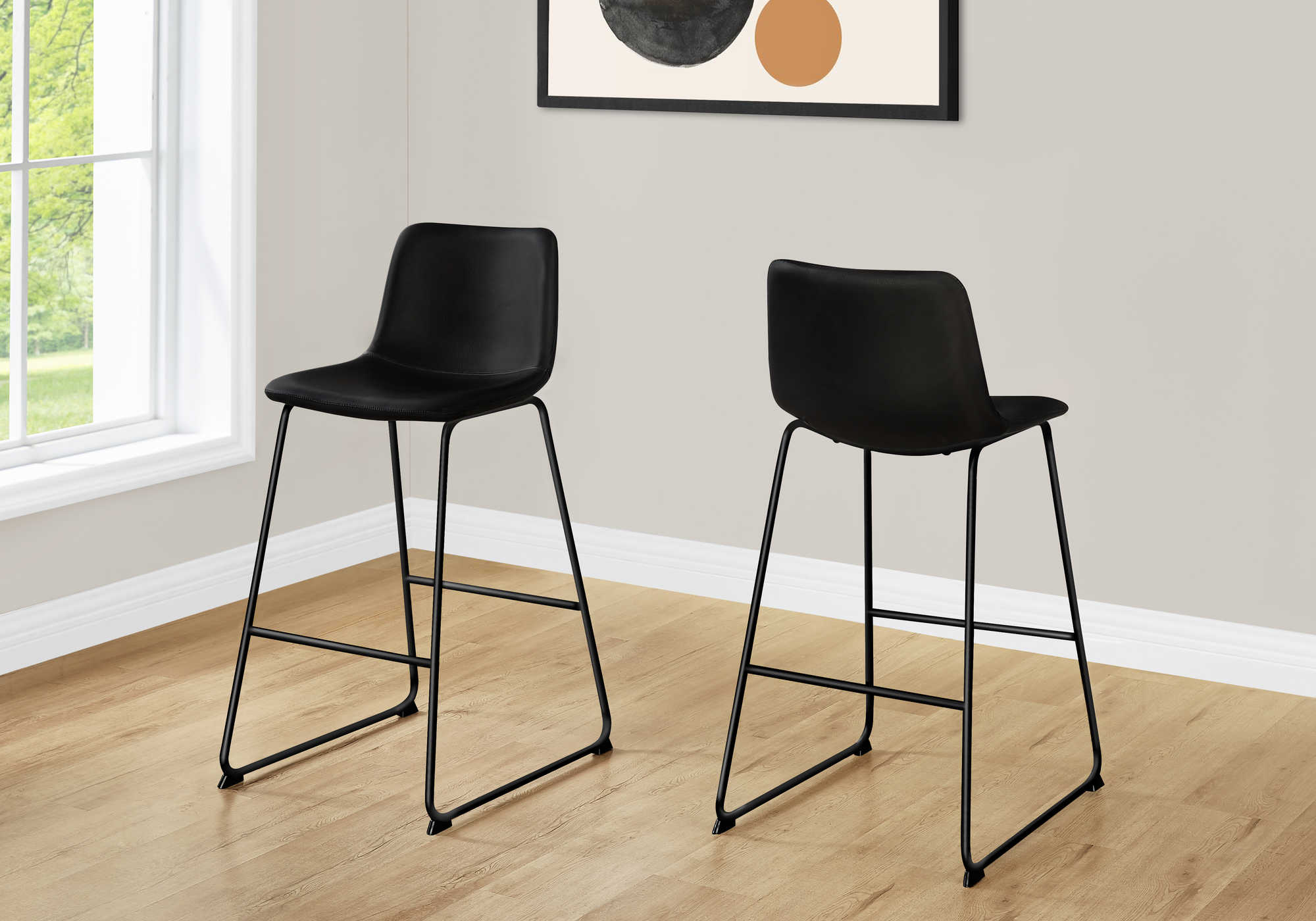 TABOURET DE BAR - 40"H / SIMILI-CUIR NOIR / METAL NOIR – I 7754