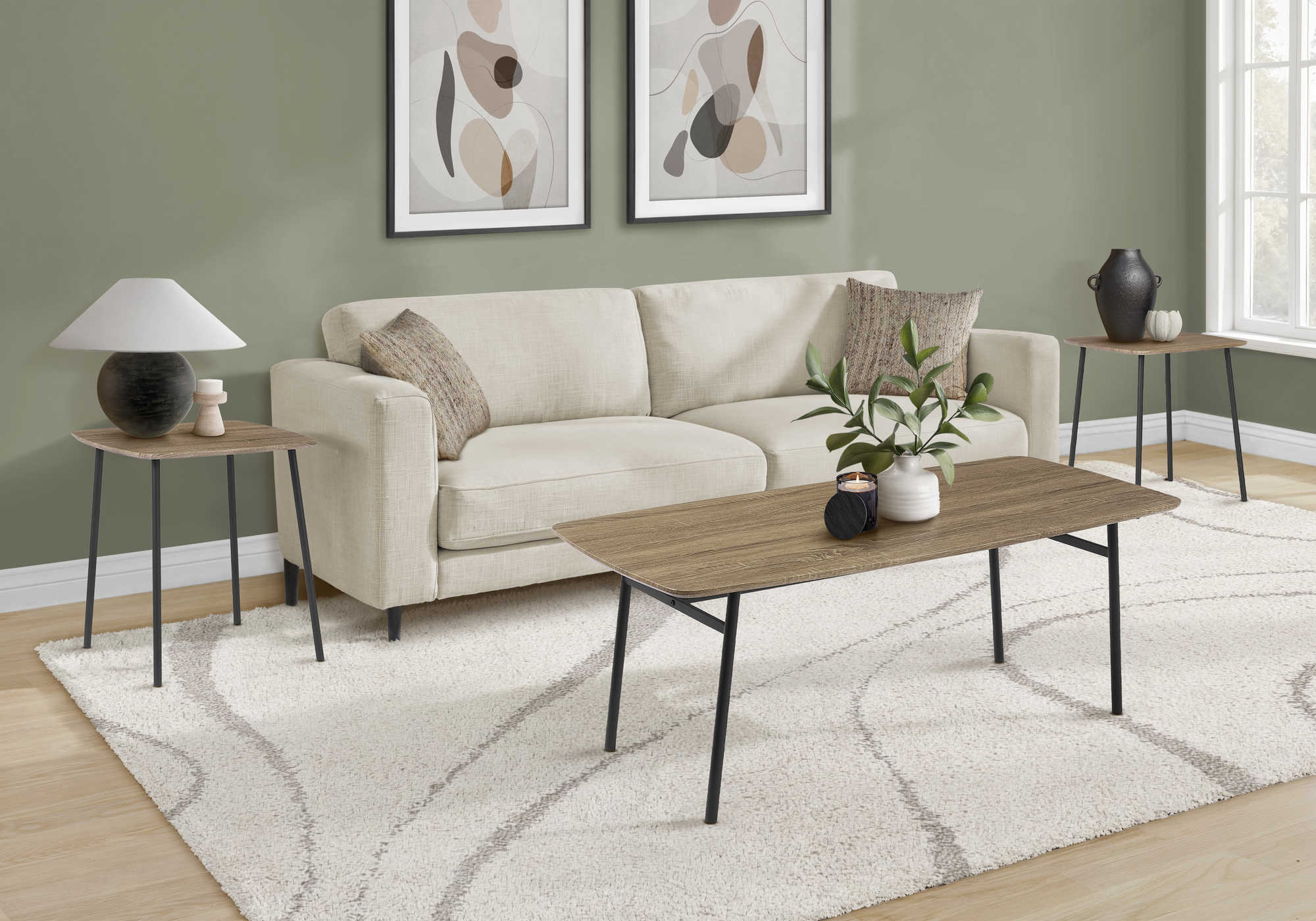 ENS DE TABLES - 3PCS / TAUPE FONCE / METAL NOIR – I 7805P