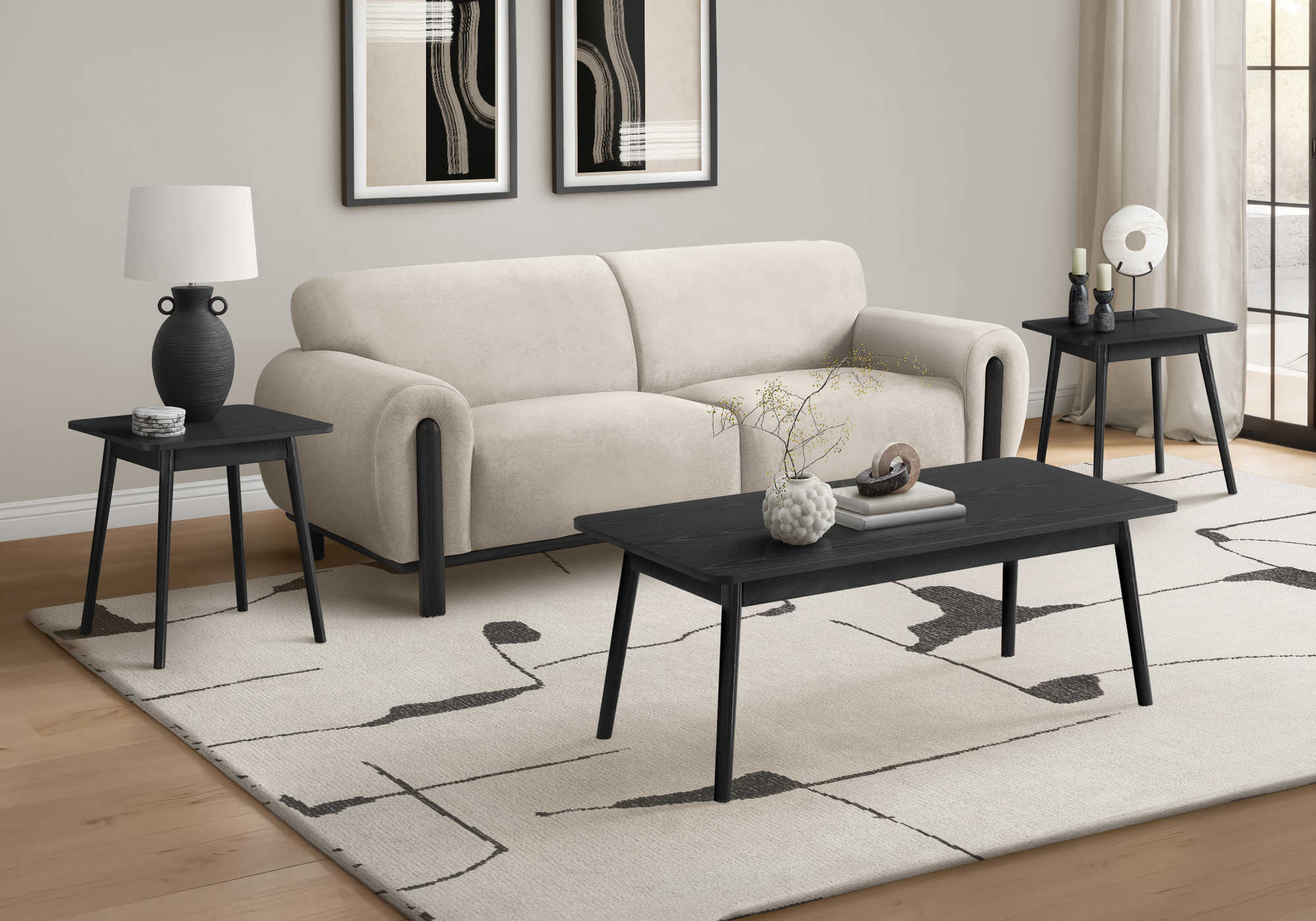 ENS DE TABLES - 3PCS / NOIR – I 7854P