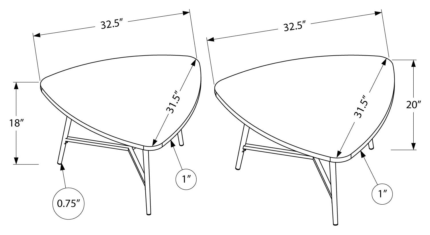 ENS DE TABLES - 2PCS / FAUX BOIS TAUPE / METAL NOIR – I 7939P