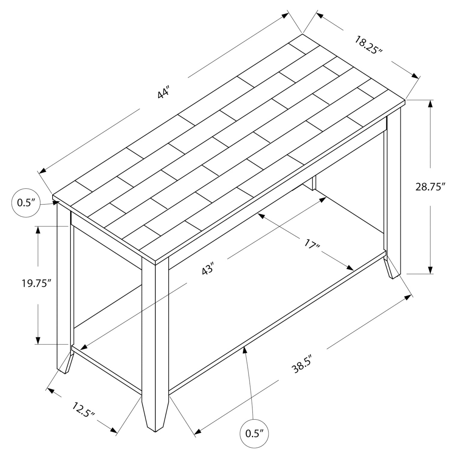 TABLE D'APPOINT - 44"L / ESPRESSO DESSUS MARBRE – I 7983S.