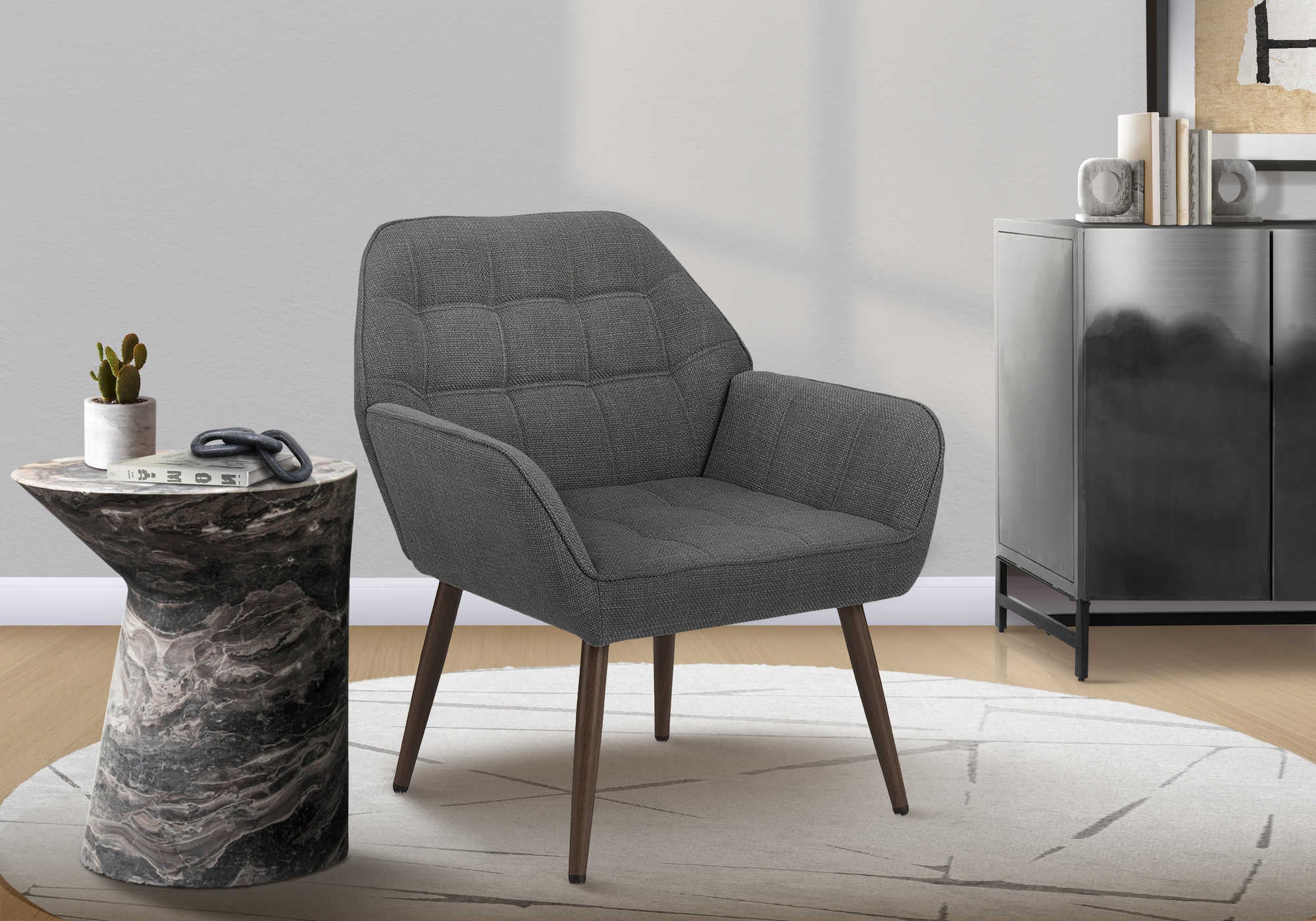CHAISE D'APPOINT - 33"H / TISSU GRIS CLAIR – I 8005