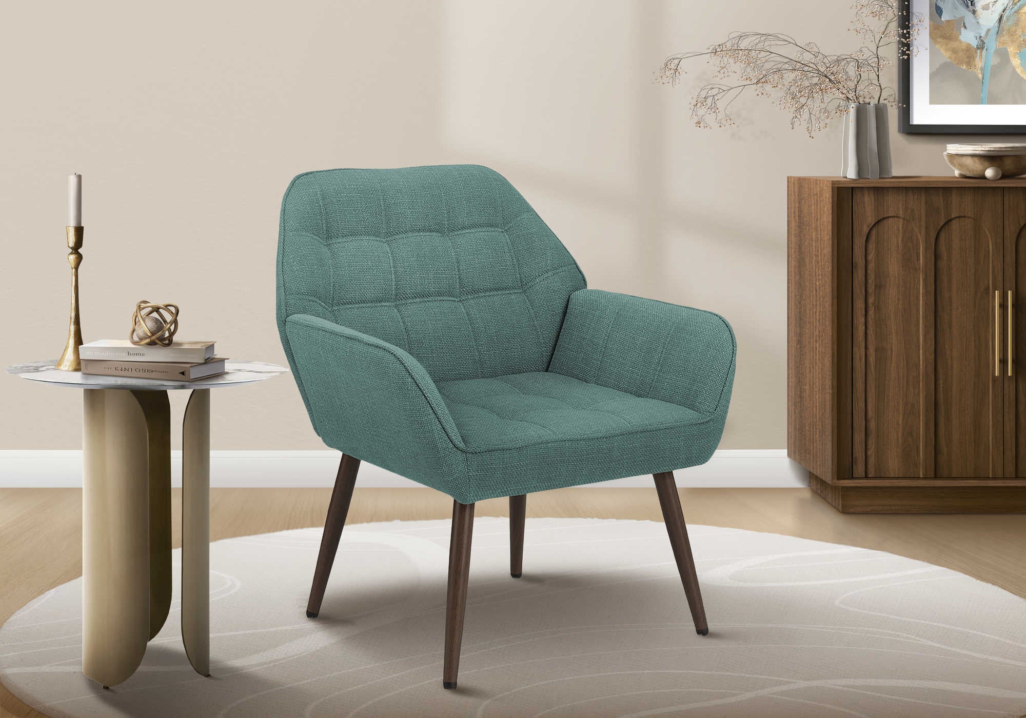 CHAISE D'APPOINT - 33"H / TISSU TURQUOISE – I 8006