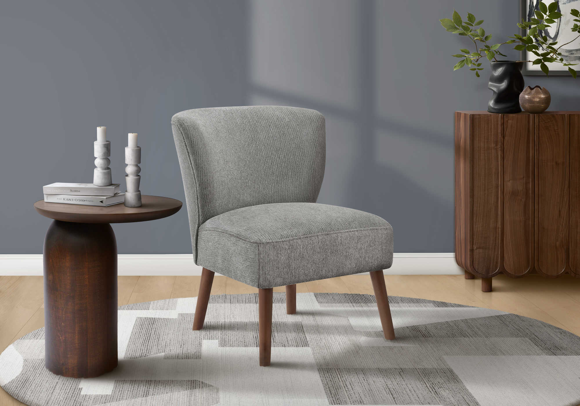 CHAISE D'APPOINT - 33"H / TISSU GRIS CLAIR – I 8085