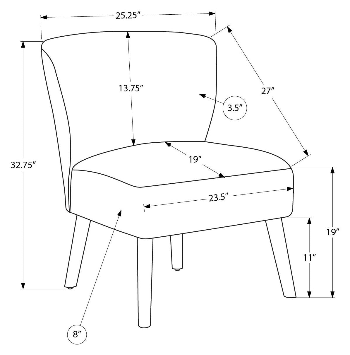 CHAISE D'APPOINT - 33"H / TISSU MARRON CLAIR – I 8086