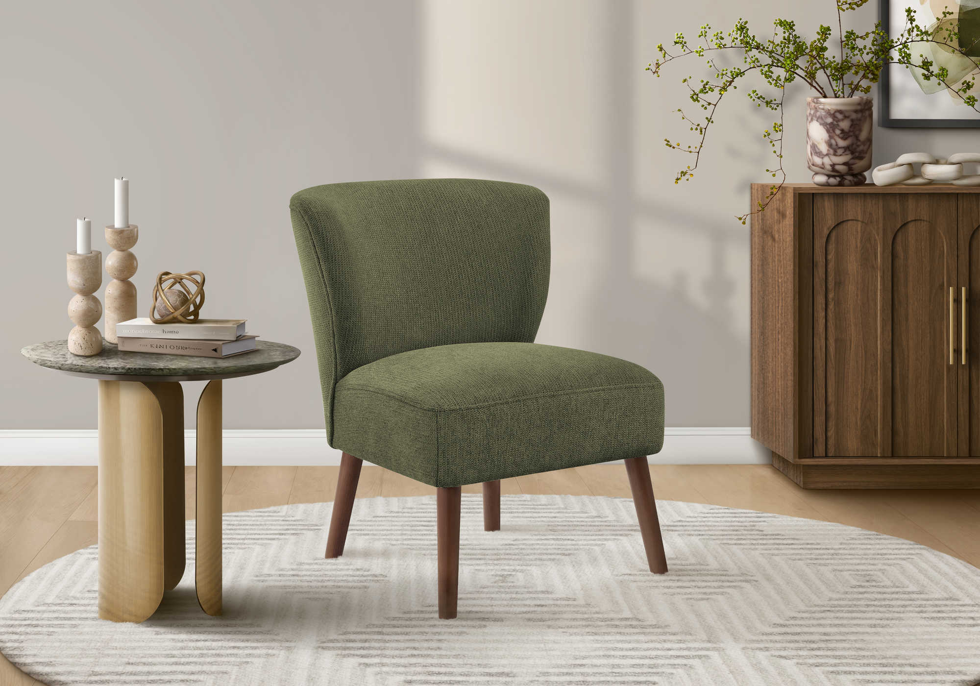 CHAISE D'APPOINT - 33"H / TISSU VERT – I 8087