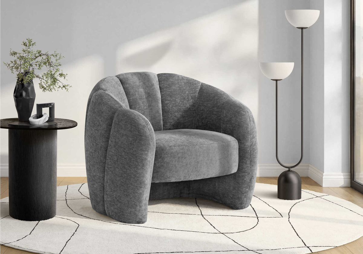 CHAISE D'APPOINT - 29"H / TISSU GRIS FONCE – I 8111