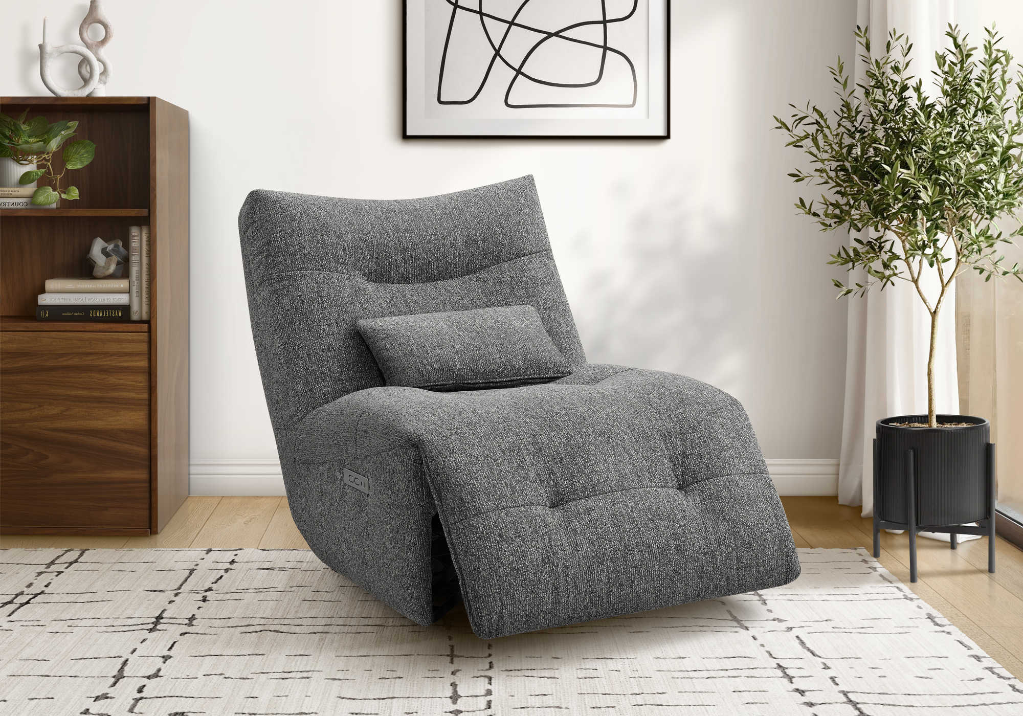 FAUTEUIL INCLINABLE - MASSAGE MOTO. / PIVOTANT / GRIS FONCE – I 8185