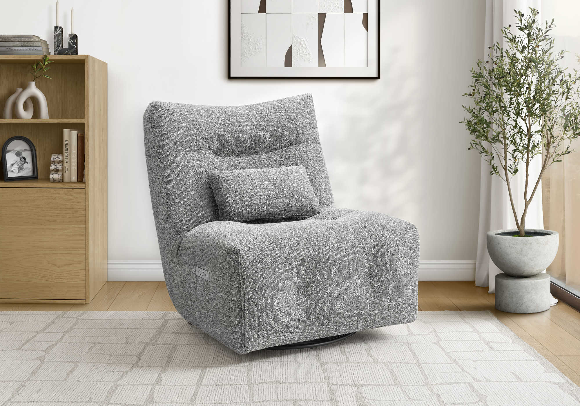 FAUTEUIL INCLINABLE - MASSAGE MOTO. / PIVOTANT / GRIS CLAIR – I 8186