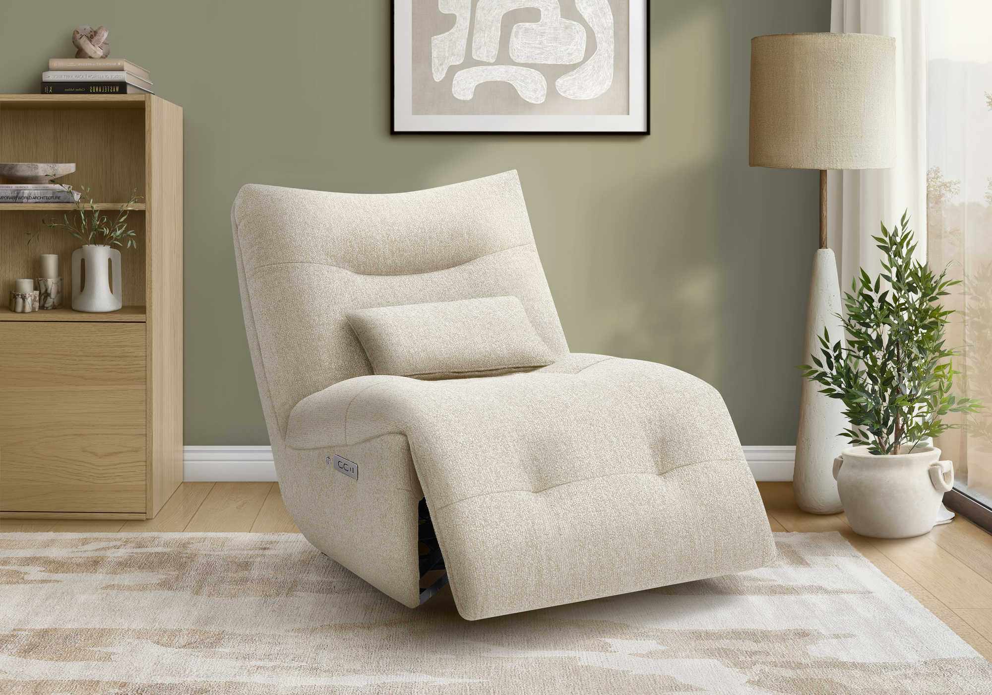 FAUTEUIL INCLINABLE - MASSAGE MOTO. / PIVOTANT / CREME – I 8187