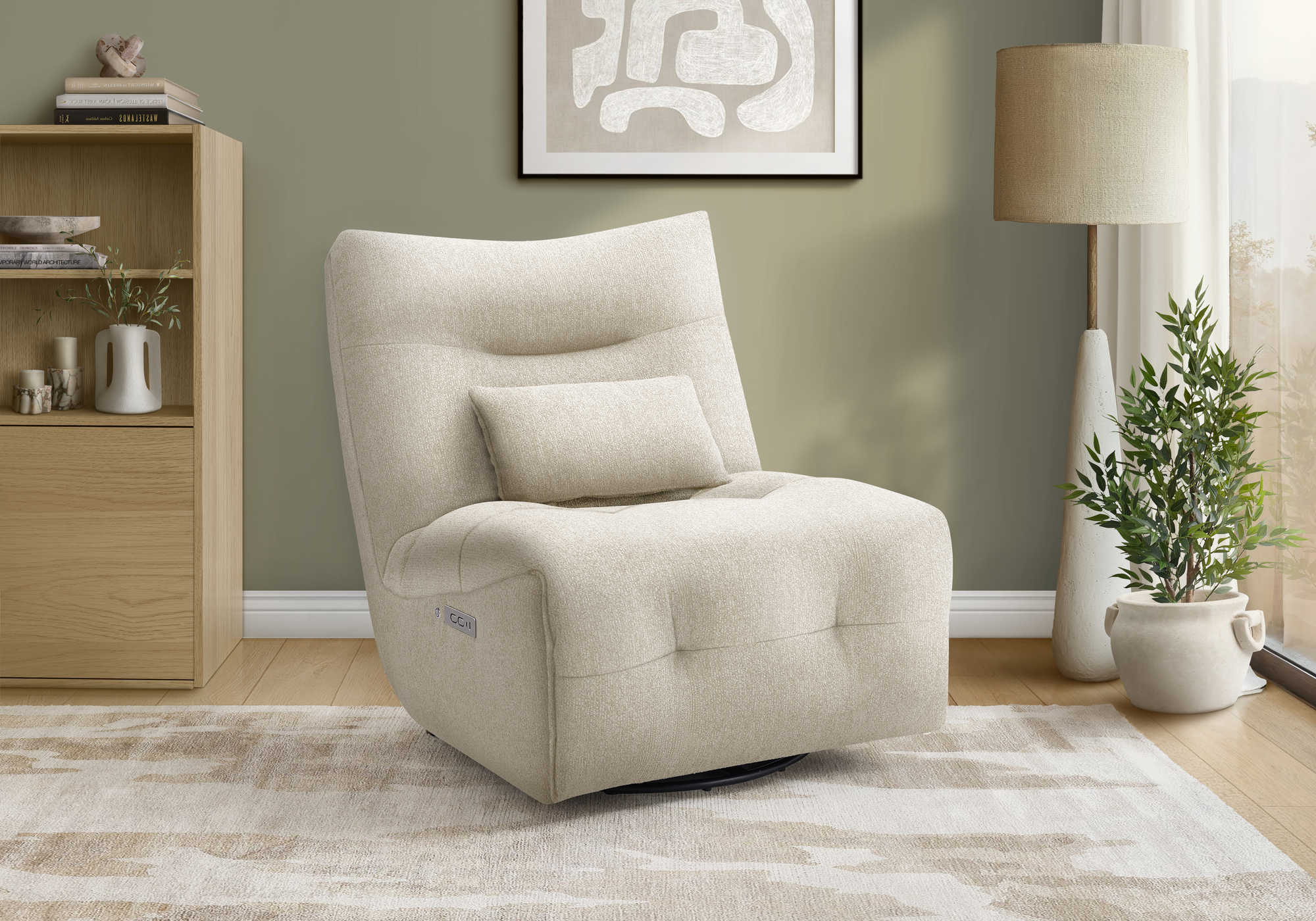 FAUTEUIL INCLINABLE - MASSAGE MOTO. / PIVOTANT / CREME – I 8187