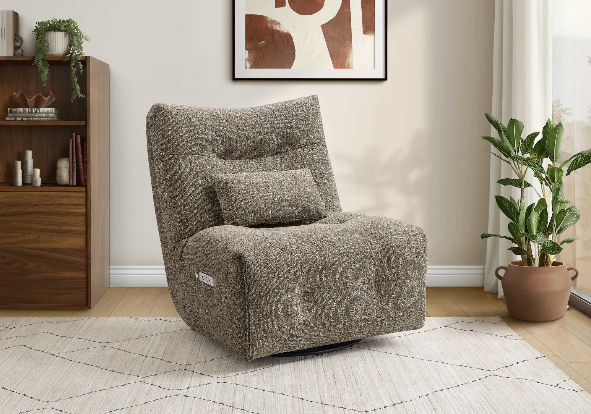 FAUTEUIL INCLINABLE - MASSAGE MOTO. / PIVOTANT / BRUN CLAIR – I 8188