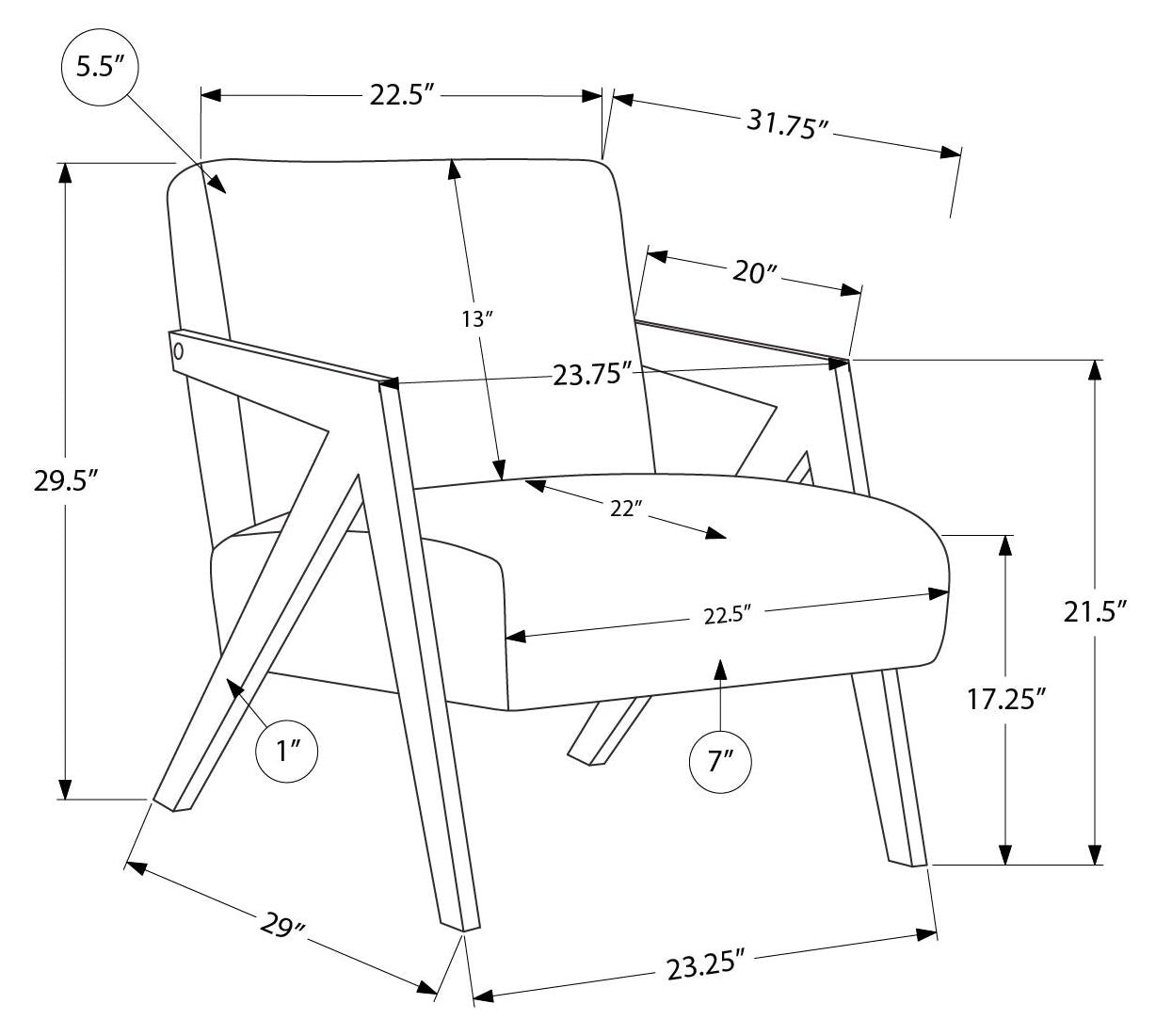 CHAISE D'APPOINT - 30"H / TISSU ROUGE / BOIS DE NOYER – I 8303