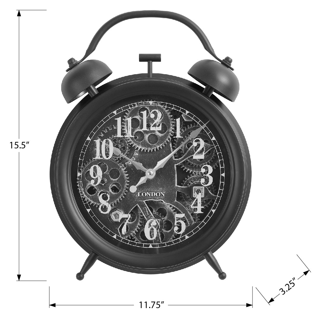 HORLOGE - DESSUS DE TABLE MECANISME D'ENGRENAGE / NOIR – I 9015