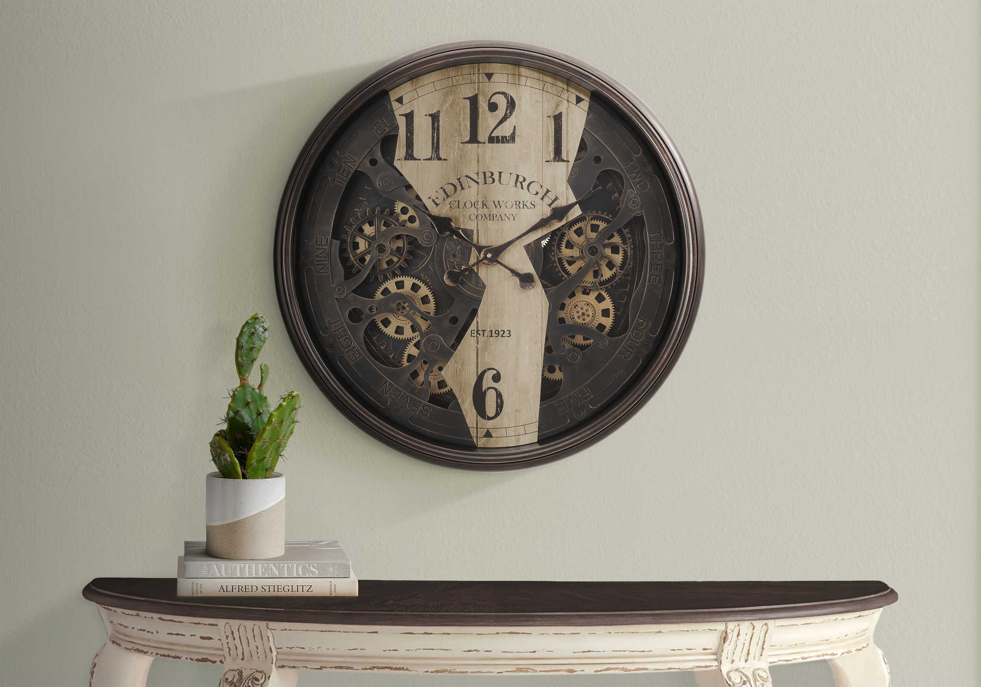HORLOGE - 30" DIA. MURALE / MECANISME D'ENGRENAGE /  BRUN – I 9023