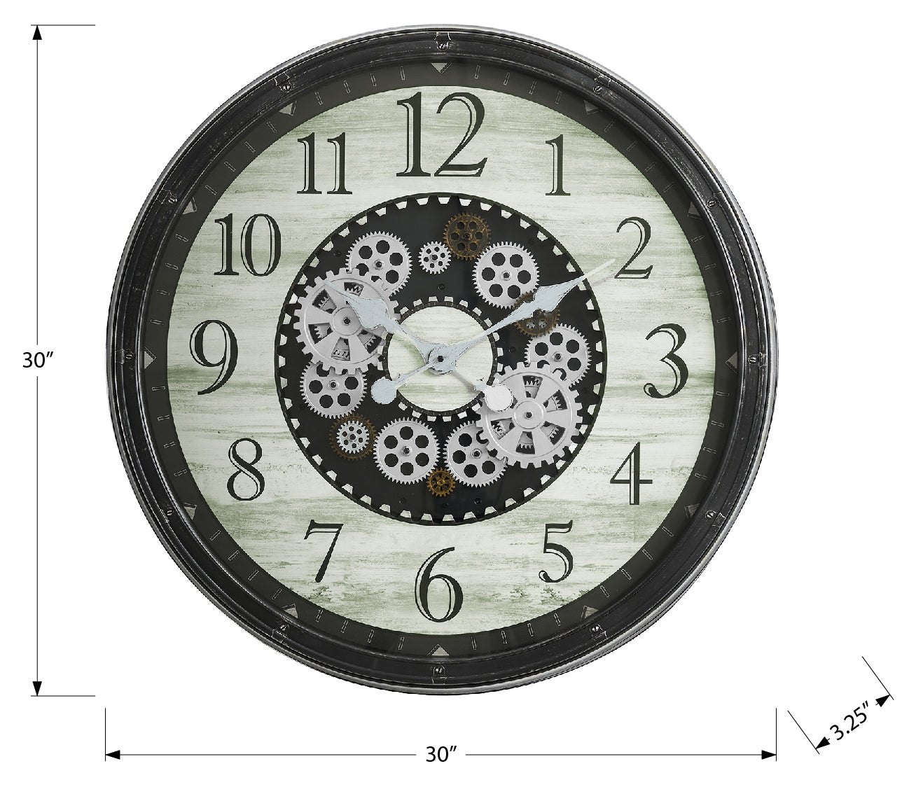 HORLOGE - 30" DIA. MURALE / MECANISME D'ENGRENAGE /  BRUN – I 9030