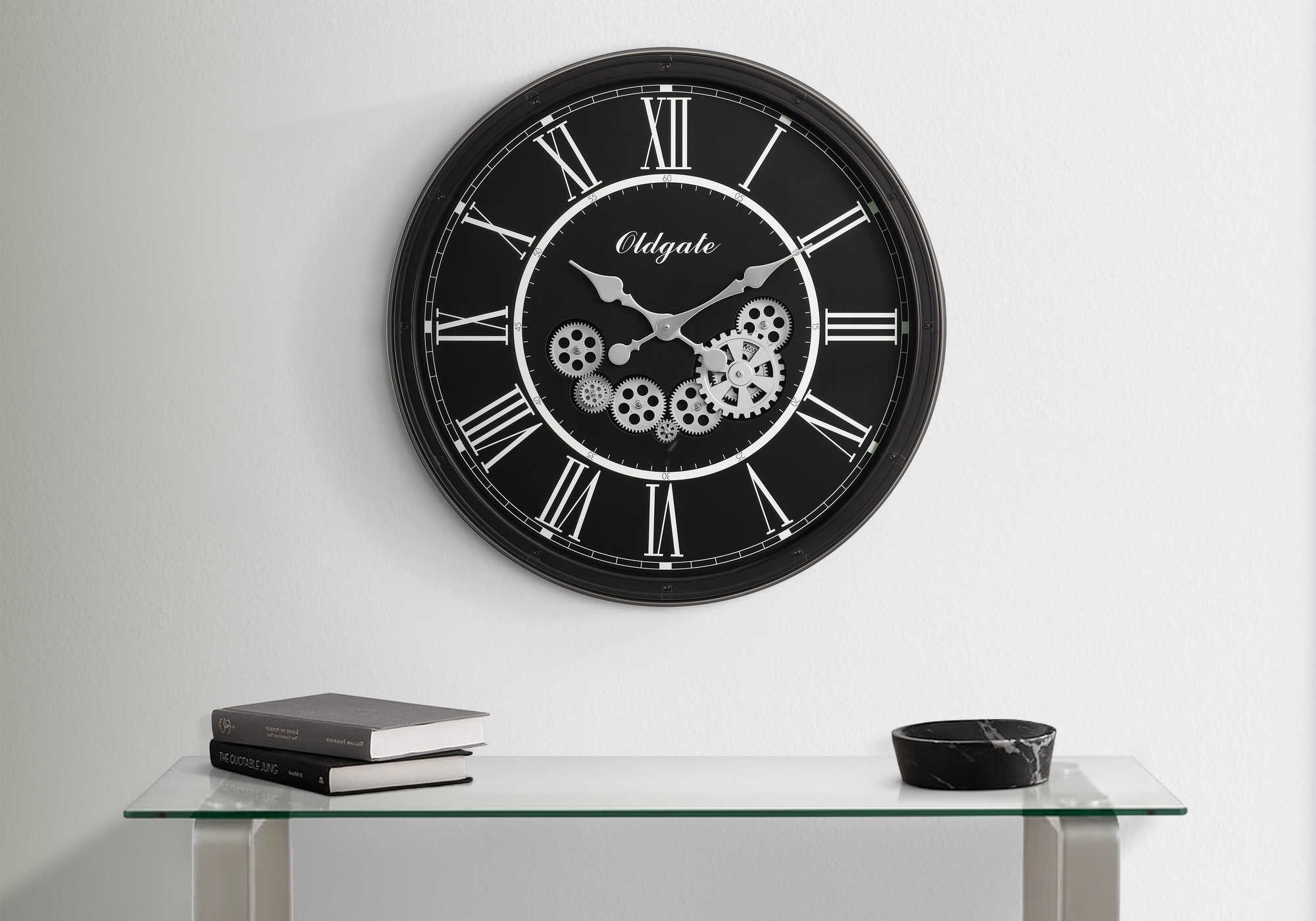 HORLOGE - 30" DIA. MURALE / MECANISME D'ENGRENAGE /  NOIR – I 9032