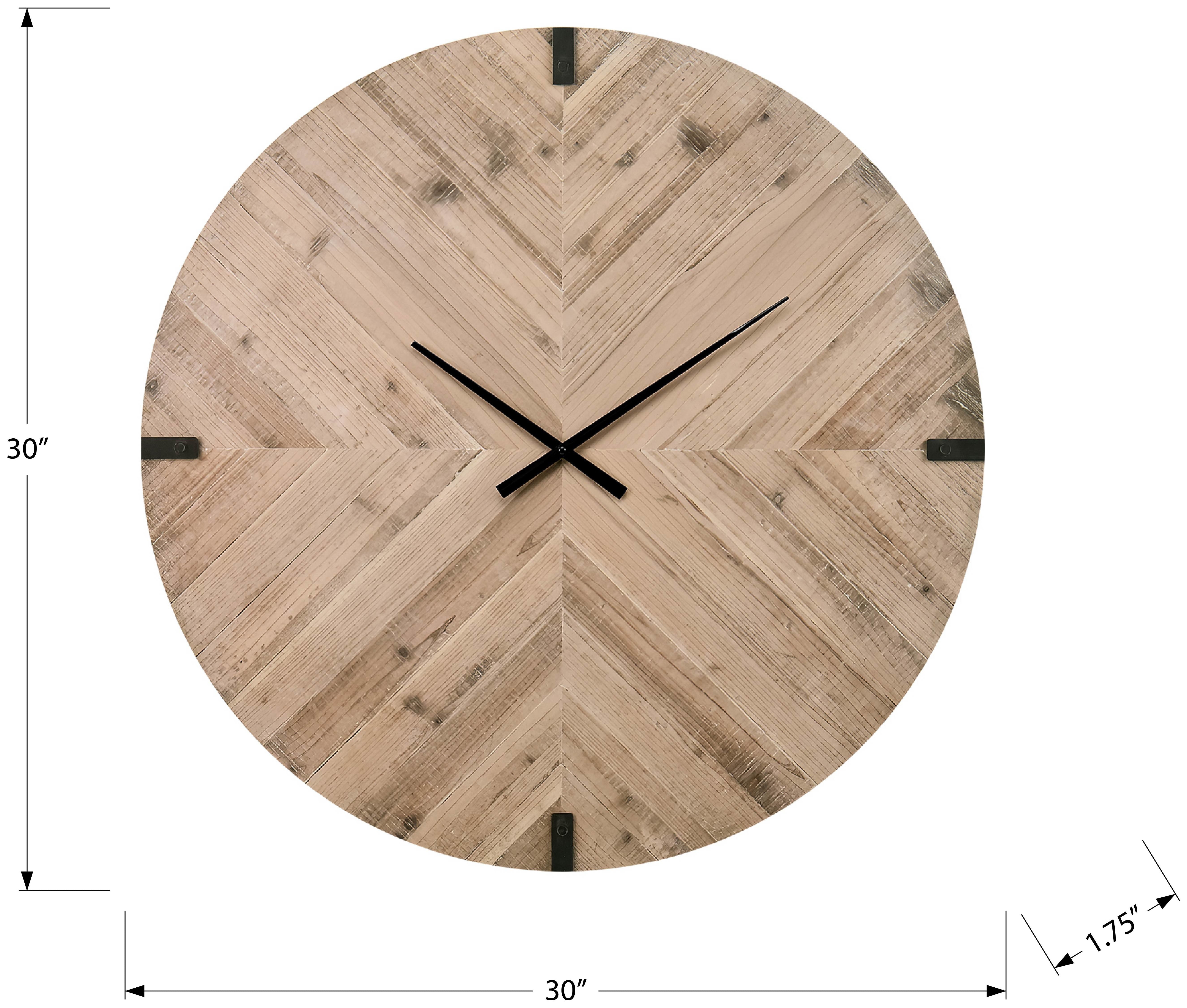 HORLOGE - 30" DIA. MURALE /  BRUN AVEC LUMIERE LED – I 9037