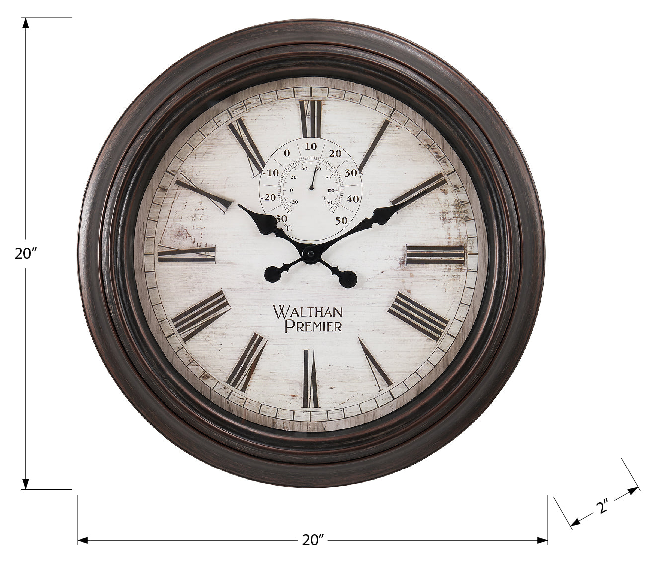 HORLOGE - 20" DIA. MURALE /  BRUN – I 9040
