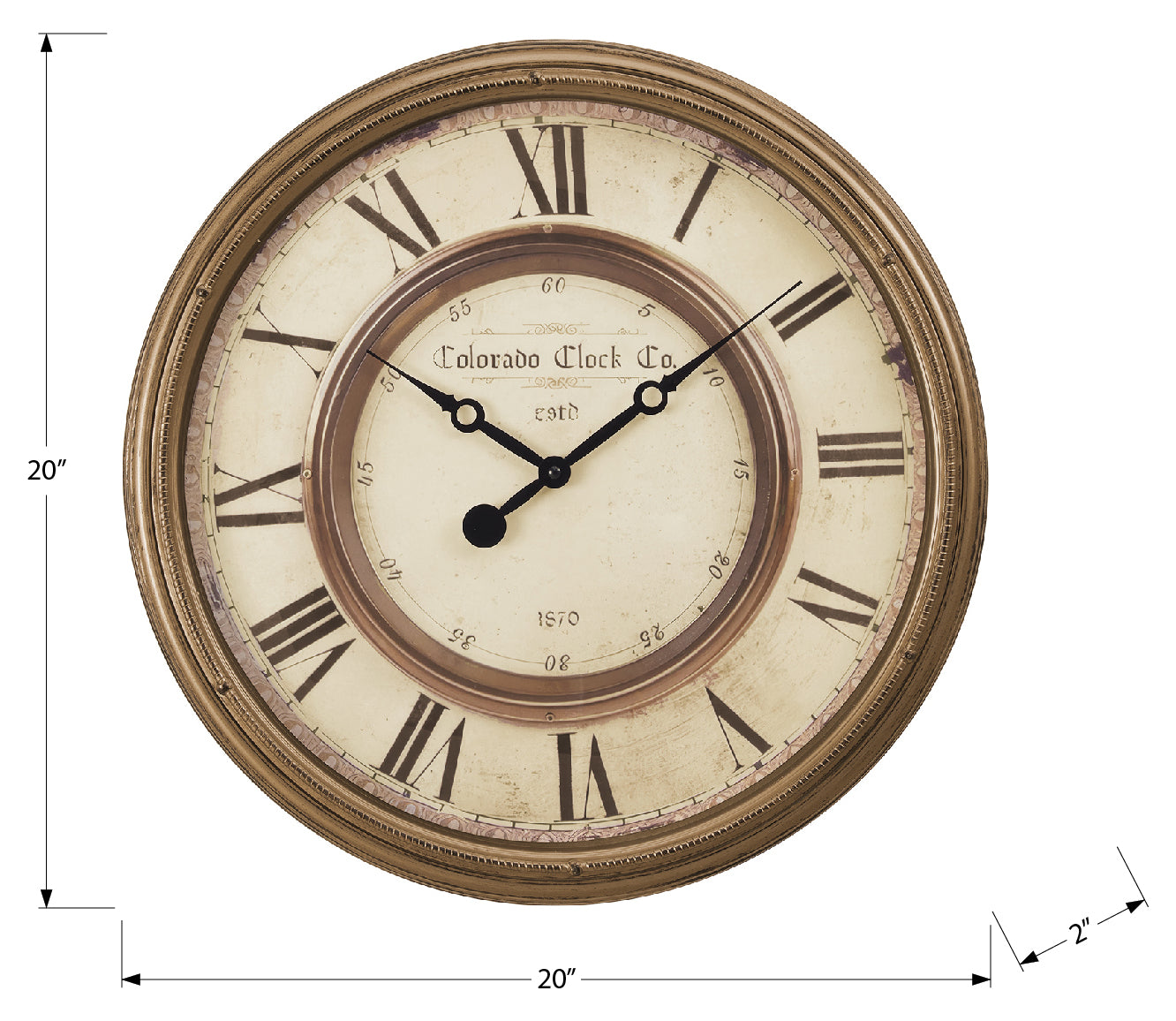 HORLOGE - 20" DIA. MURALE /  BRUN ANTIQUE – I 9047