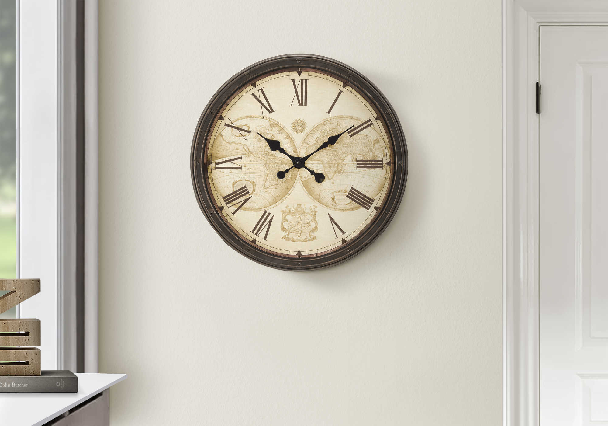 HORLOGE - 20" DIA. MURALE /  BRUN ANTIQUE – I 9048
