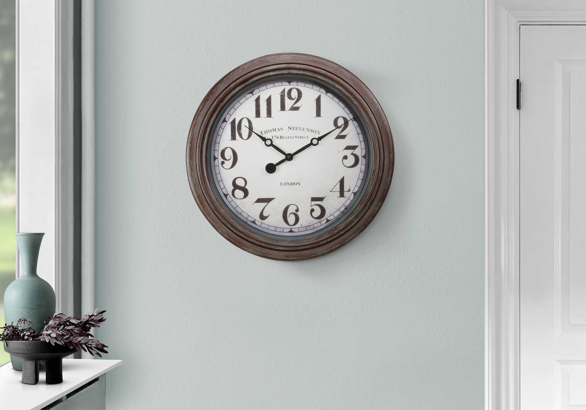HORLOGE - 20" DIA. MURALE /  BRUN ANTIQUE – I 9049