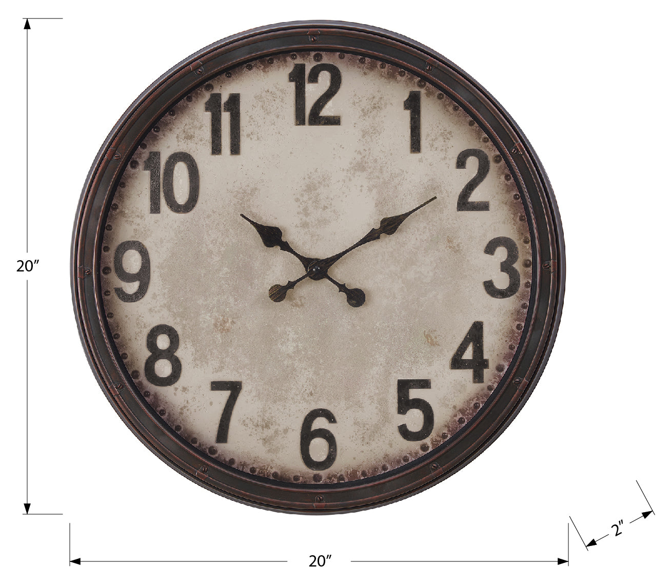 HORLOGE - 20" DIA. MURALE /  BRUN ANTIQUE – I 9054