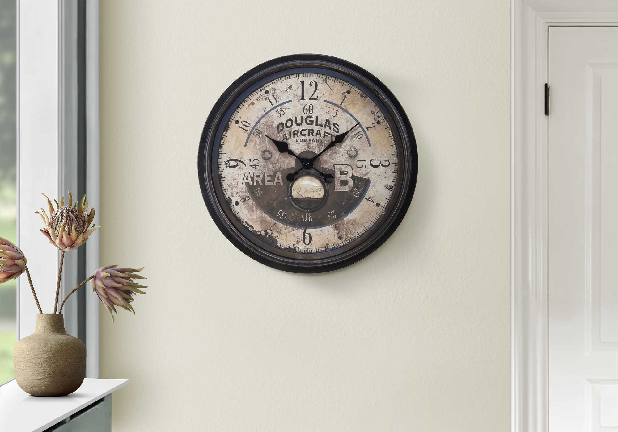 HORLOGE - 20" DIA. MURALE /  BRUN ANTIQUE – I 9055