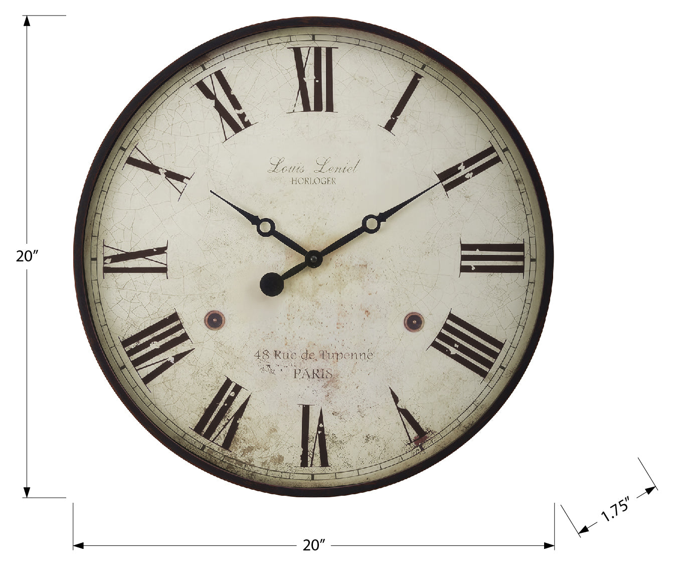HORLOGE - 20" DIA. MURALE /  BRUN ANTIQUE – I 9057