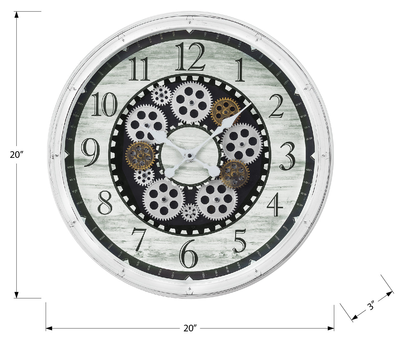 HORLOGE - 20" DIA. MURALE /  BLANC ANTIQUE – I 9059
