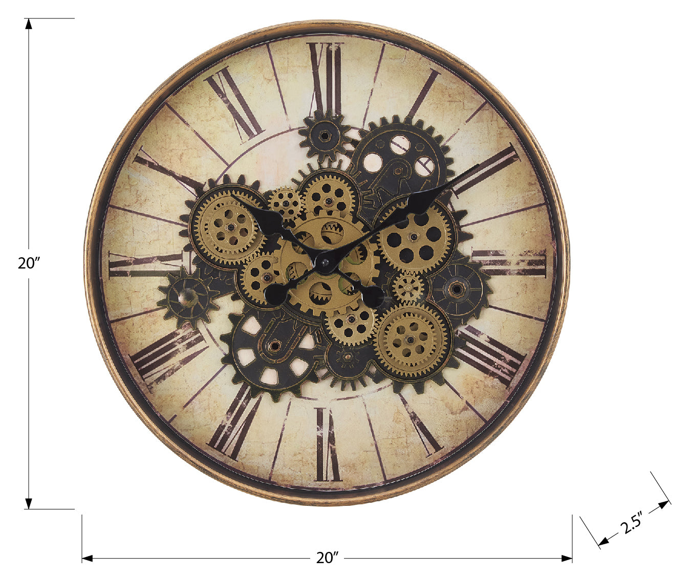 HORLOGE - 20" DIA. MURALE / MECANISME D'ENGRENAGE /  BRUN – I 9063