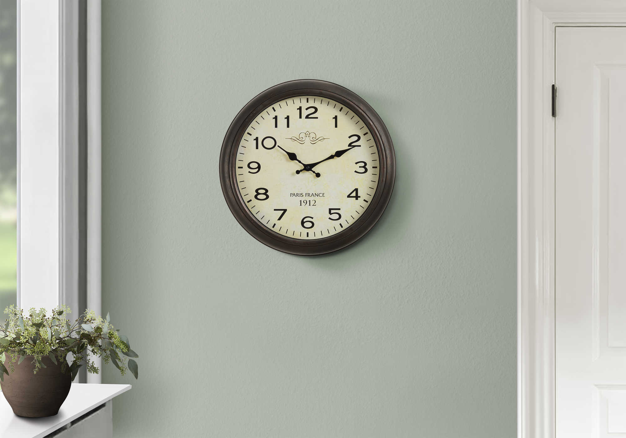 HORLOGE - 16" DIA. MURALE /  BRUN ANTIQUE – I 9080