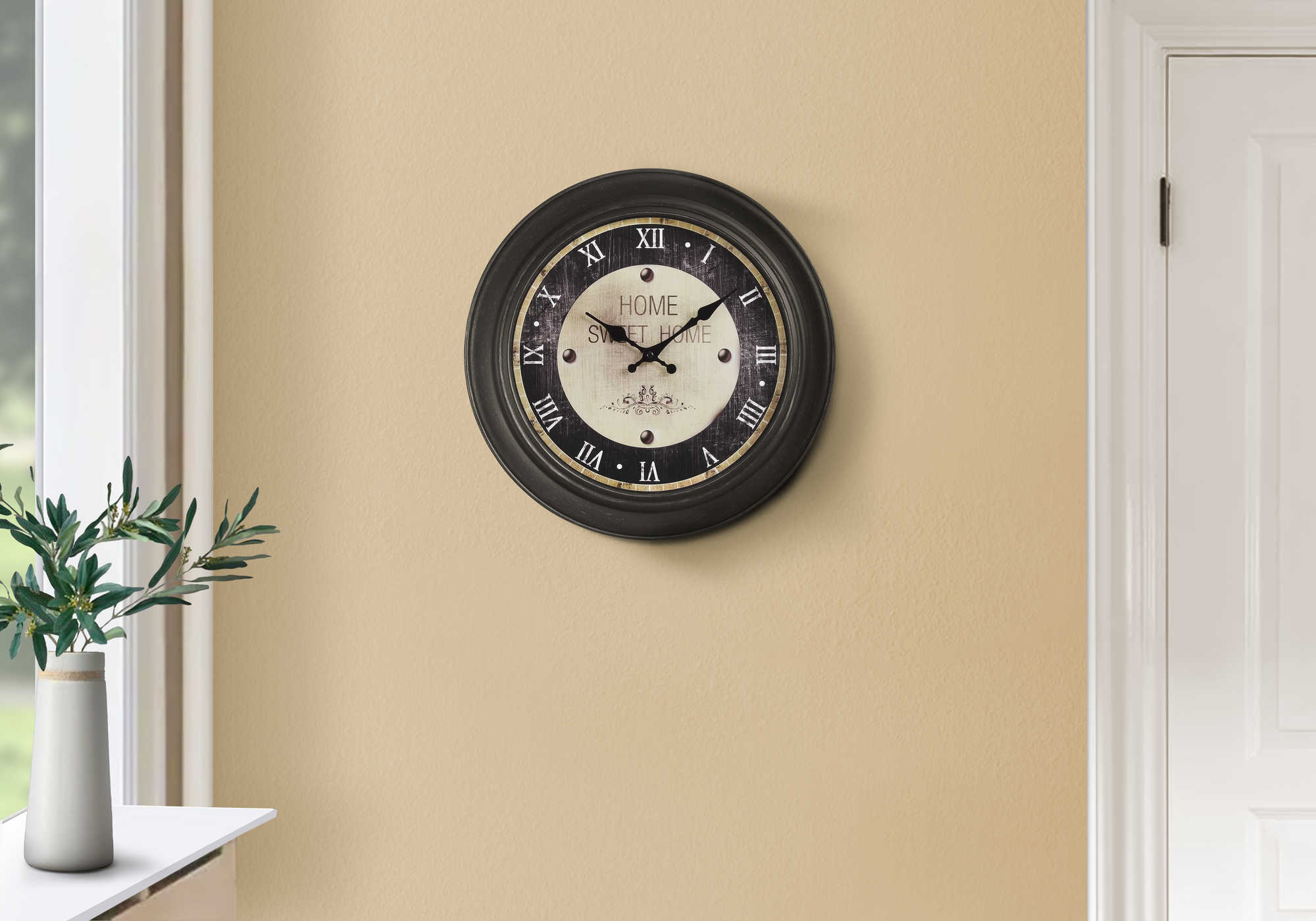 HORLOGE - 16" DIA. MURALE /  BRUN ANTIQUE – I 9083