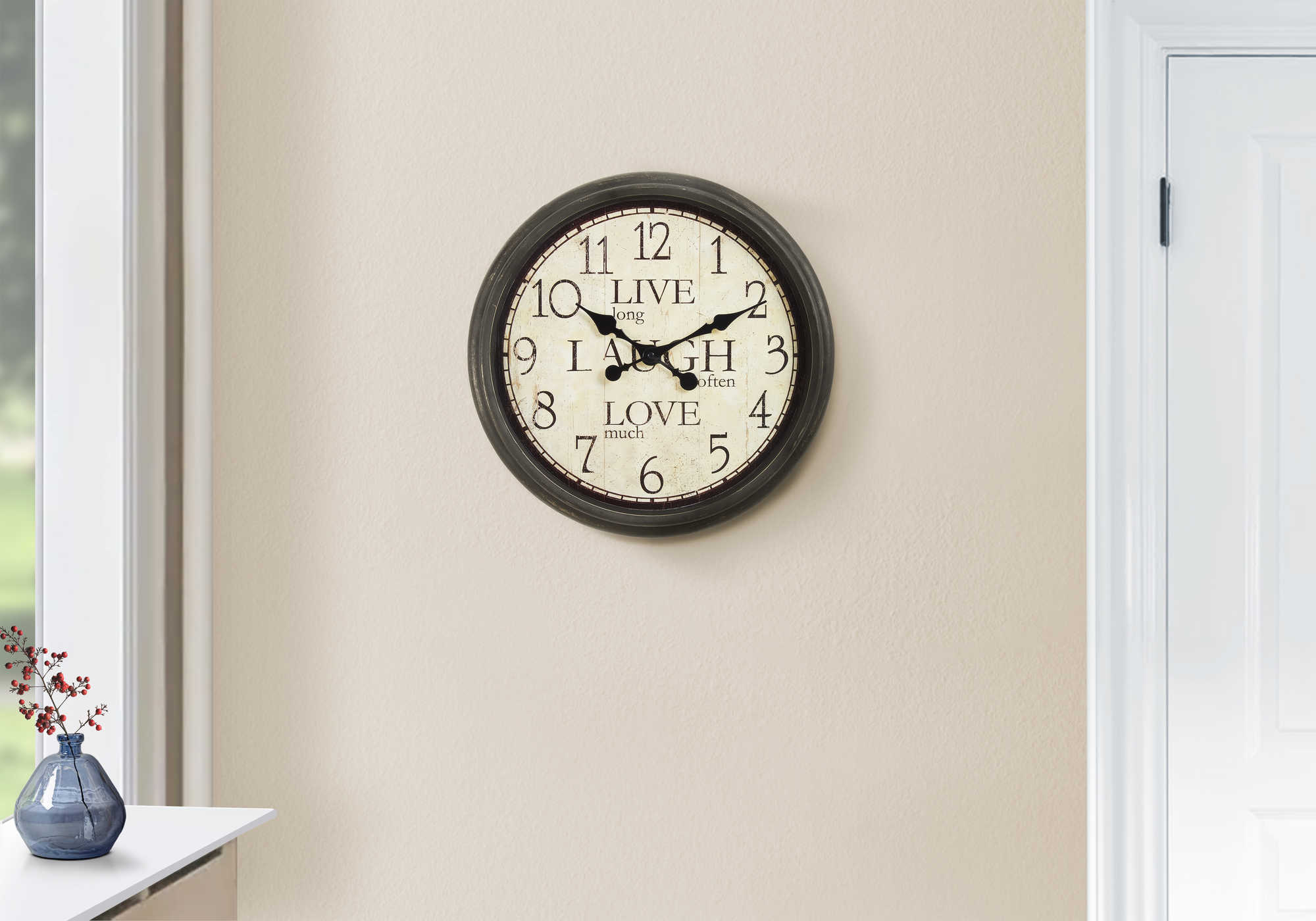 HORLOGE - 16" DIA. MURALE /  BRUN ANTIQUE – I 9085
