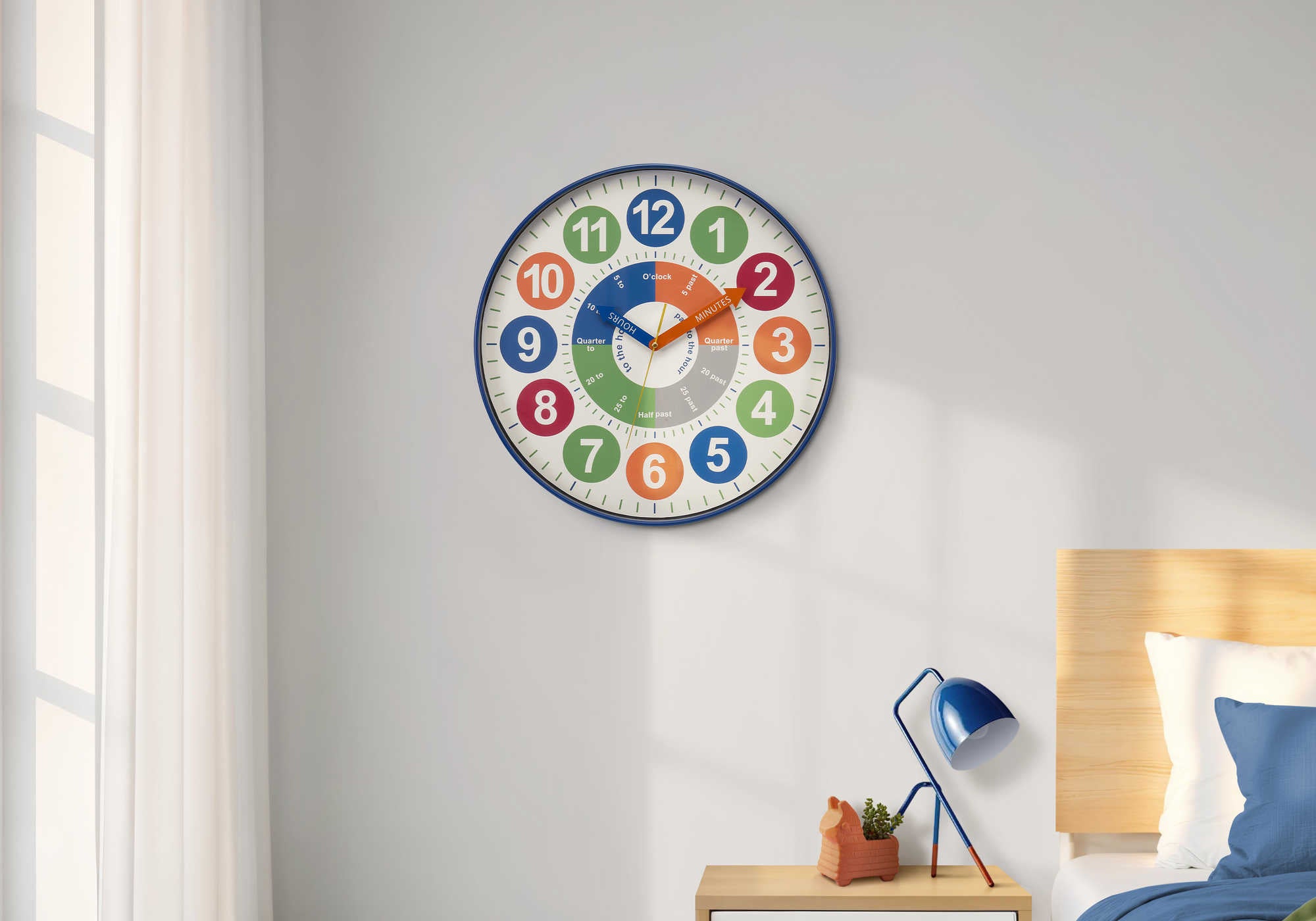 HORLOGE - 18" DIA. MURALE /  COULEUR MULTI POUR LES ENFANTS – I 9101