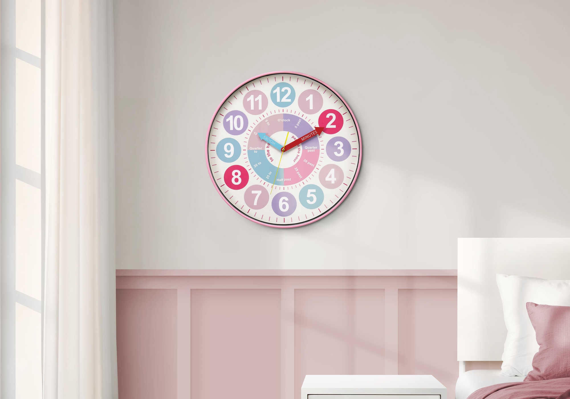 HORLOGE - 18" DIA. MURALE /  COULEUR MULTI POUR LES ENFANTS – I 9102