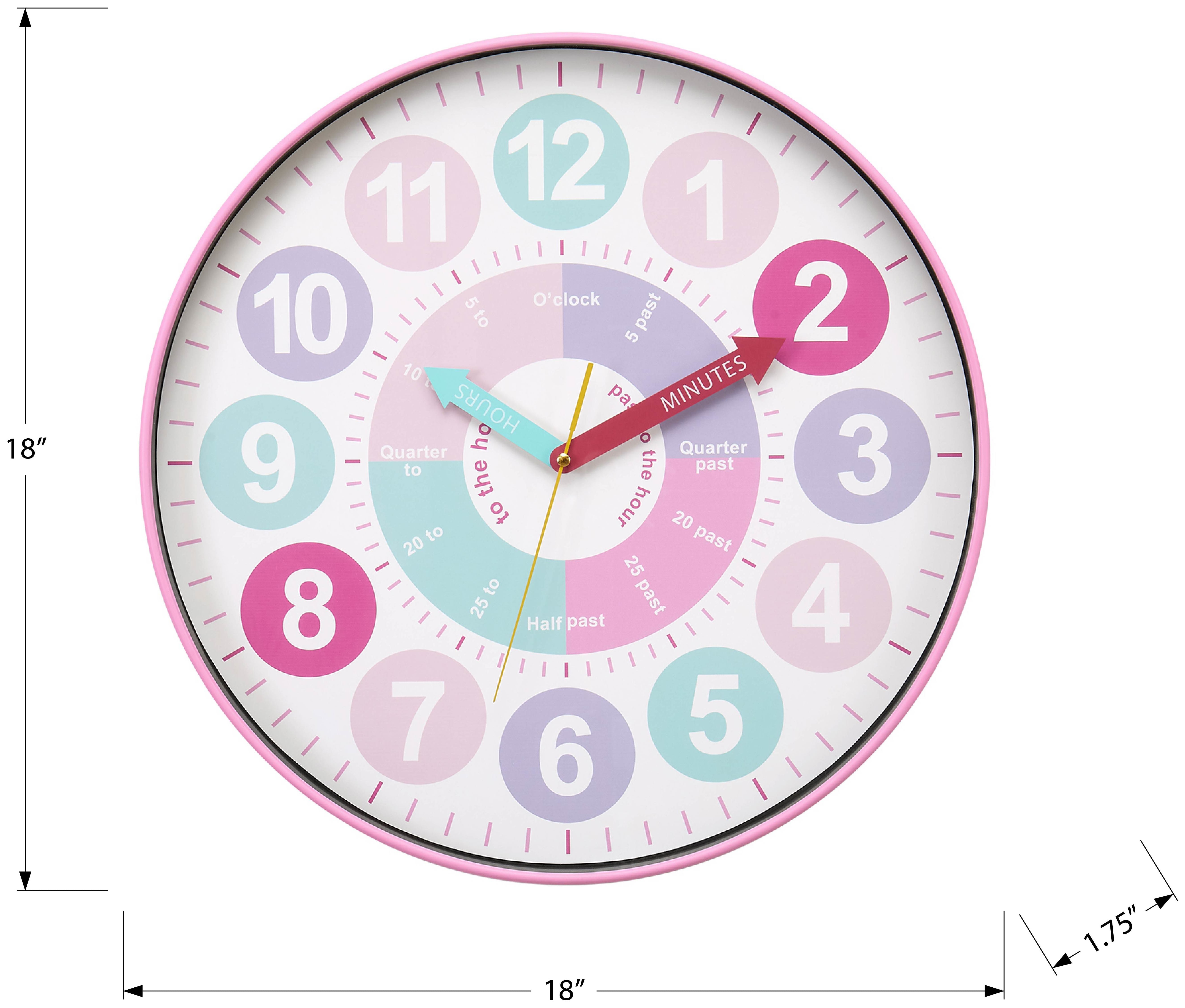 HORLOGE - 18" DIA. MURALE /  COULEUR MULTI POUR LES ENFANTS – I 9102