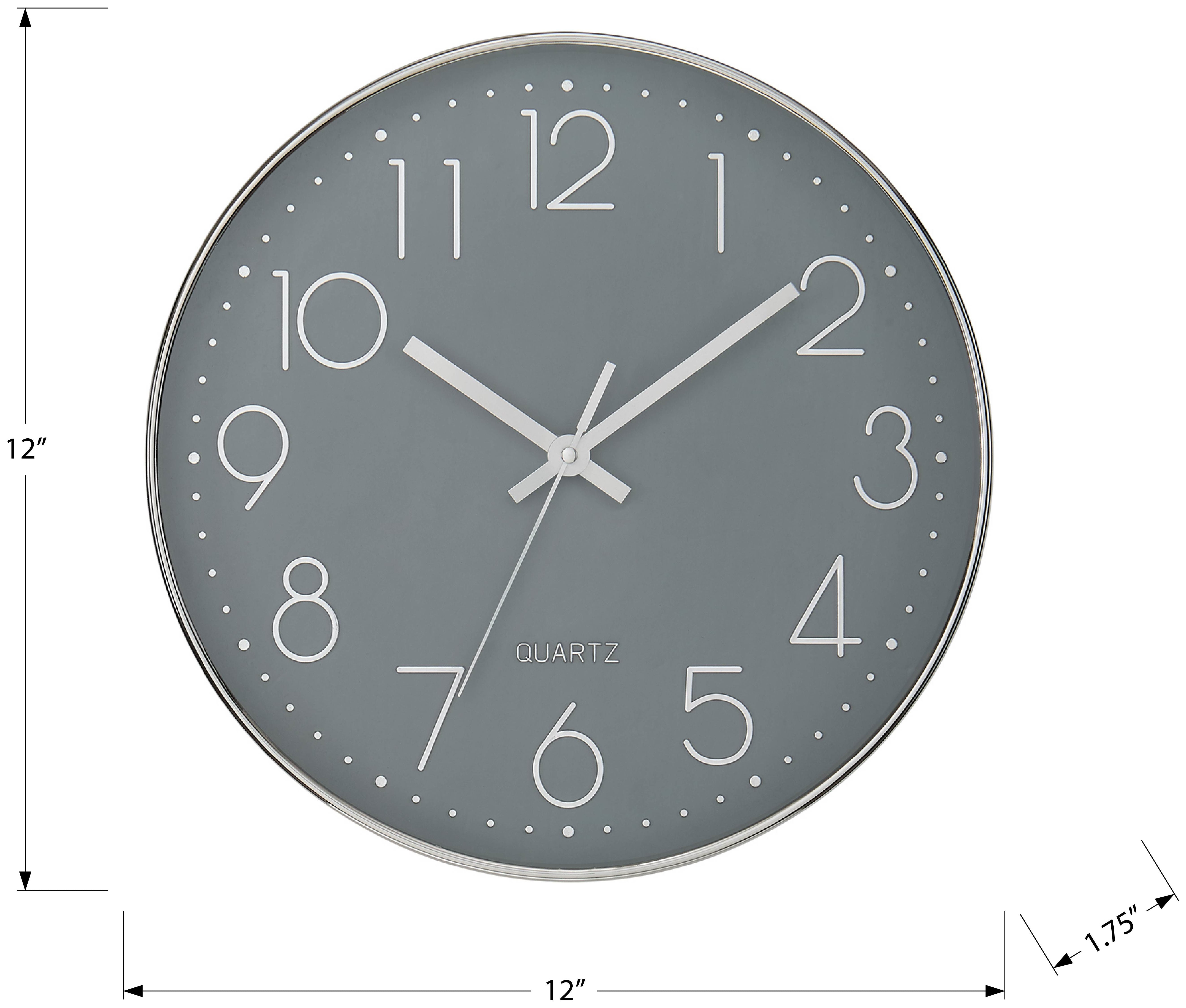 HORLOGE - 12" DIA. MURALE /  FINI GRIS – I 9107