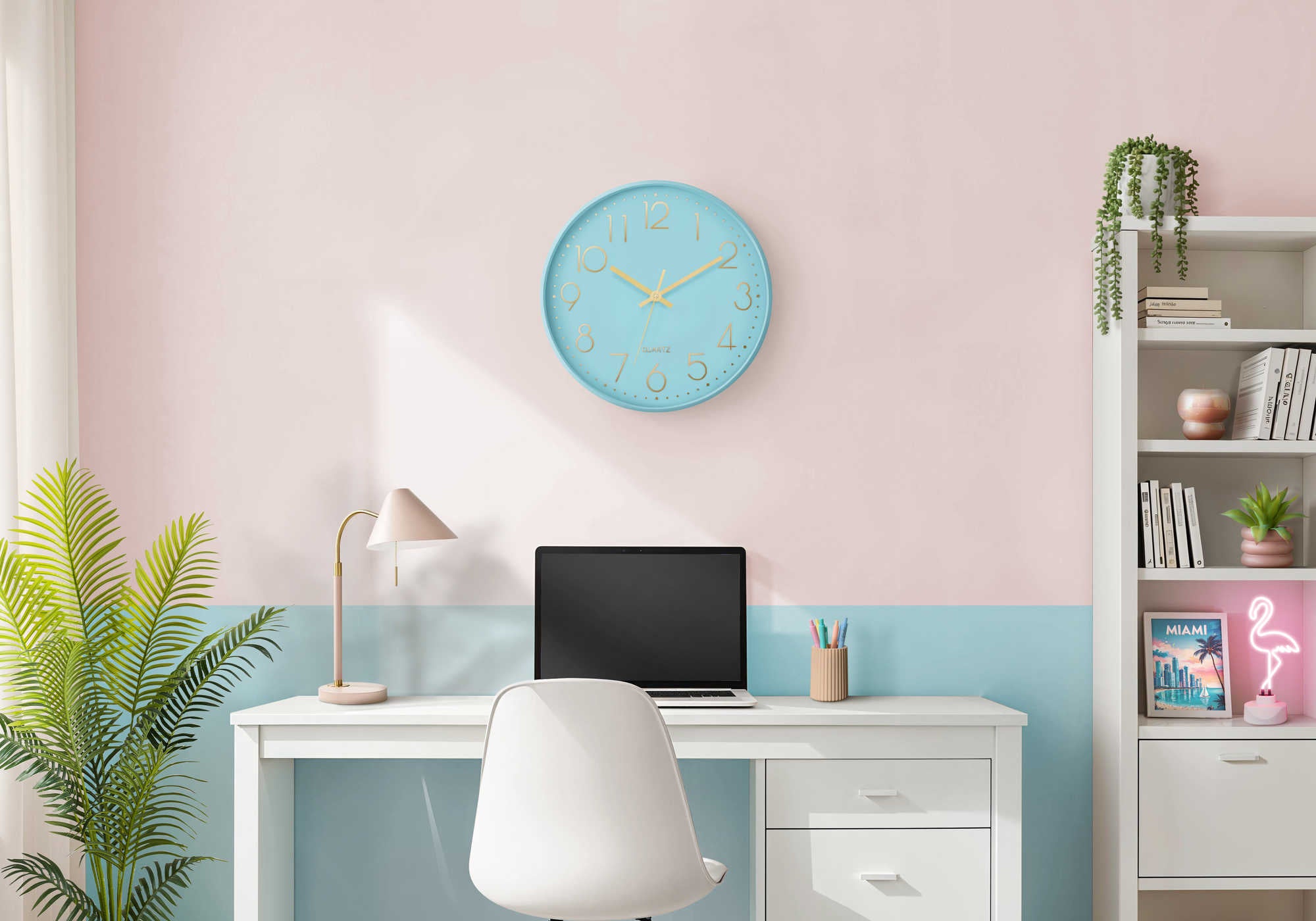 HORLOGE - 12" DIA. MURALE /  FINI BLEU – I 9109